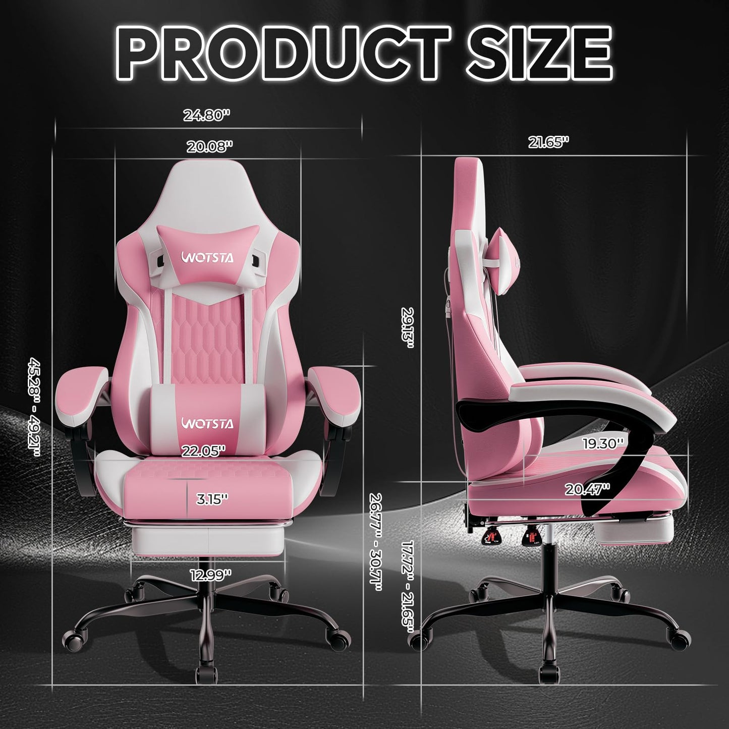 WOTSTA Gaming Chair, Ergonomic Gaming Chair with Footrest and Lumbar Support, Computer Chairs