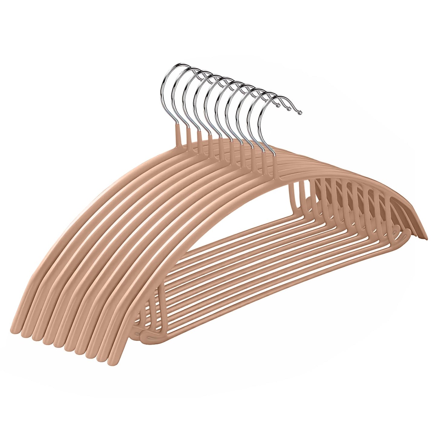 10 Pack Sweater Clothes Hanger No Shoulder Bump 42CM Wide Heavy Duty Coat Metal Hangers for Closet Non Slip PVC-Coating for