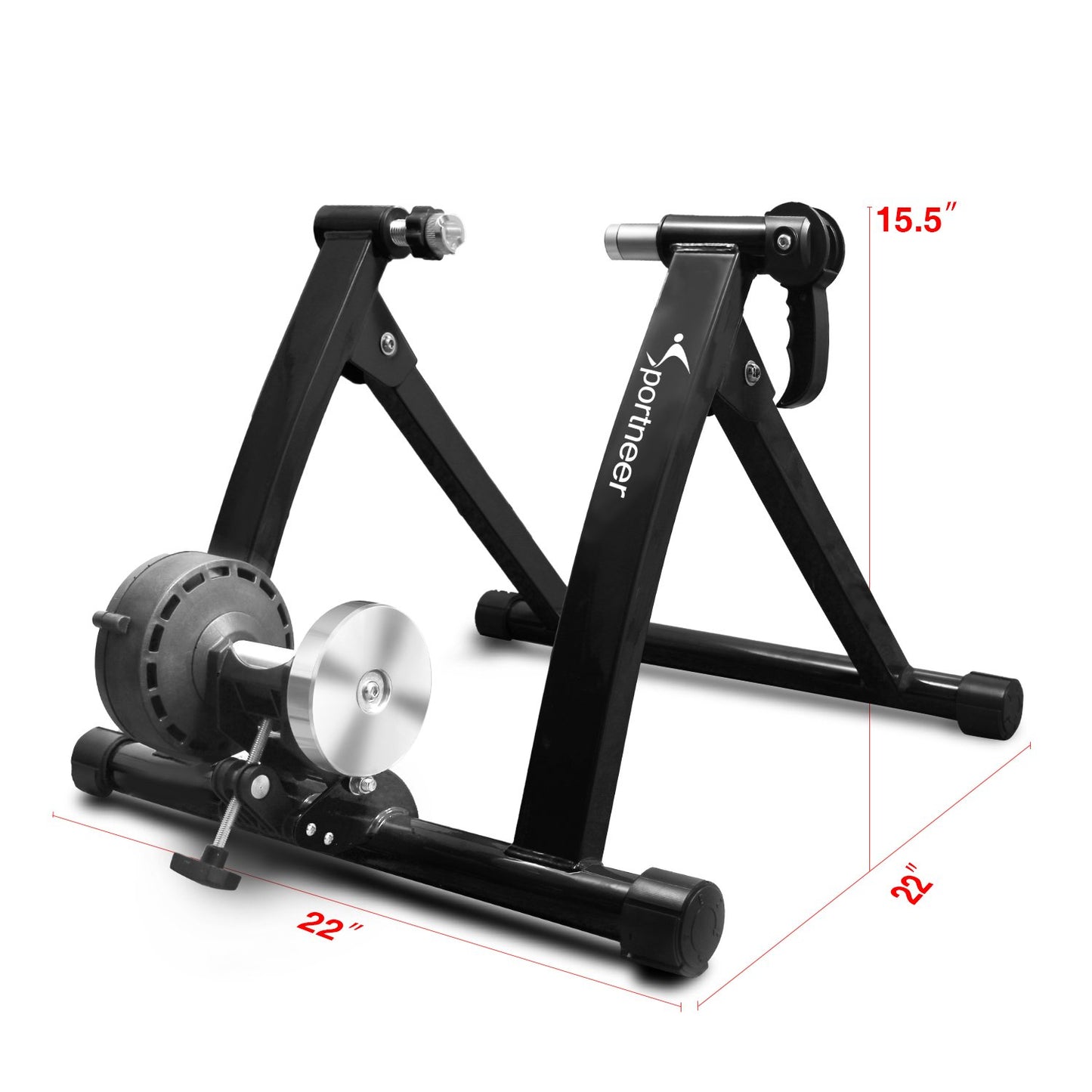 Sportneer Turbo Trainer, Bike Trainer Stand Steel Bicycle Exercise Magnetic Stand with Noise Reduction Wheel for Indoor Trainer