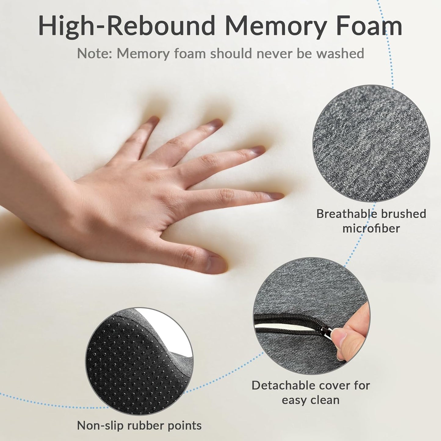 HoldOneLight Memory Foam Seat Cushion – Ergonomic Tailbone Pain Relief Cushion – Non-Slip Seat Pad for Office Chair & Car Seat – Grey