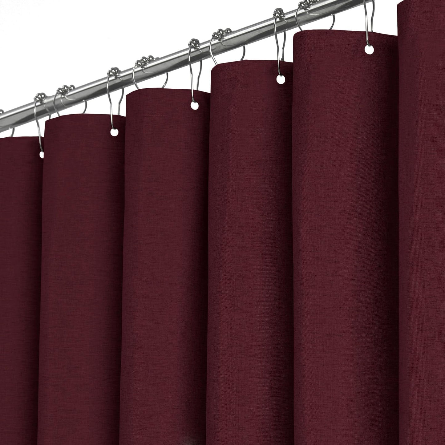BTTN Burgundy Linen Shower Curtain, Modern Mildew Resistant Textured Fabric, Waterproof Polyester for Bathroom, Weighted Hem, Durable and Washable,