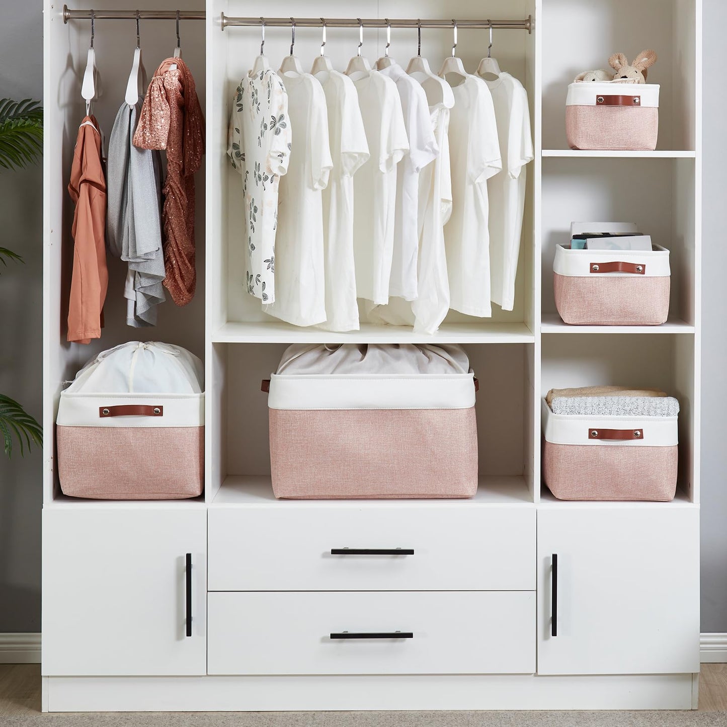 Mangata Rectangular Fabric Storage Boxes, Multi-Size, Material Container Baskets for Shelf, Wardrobe, Toys and Clothes, 41x31x18 cm