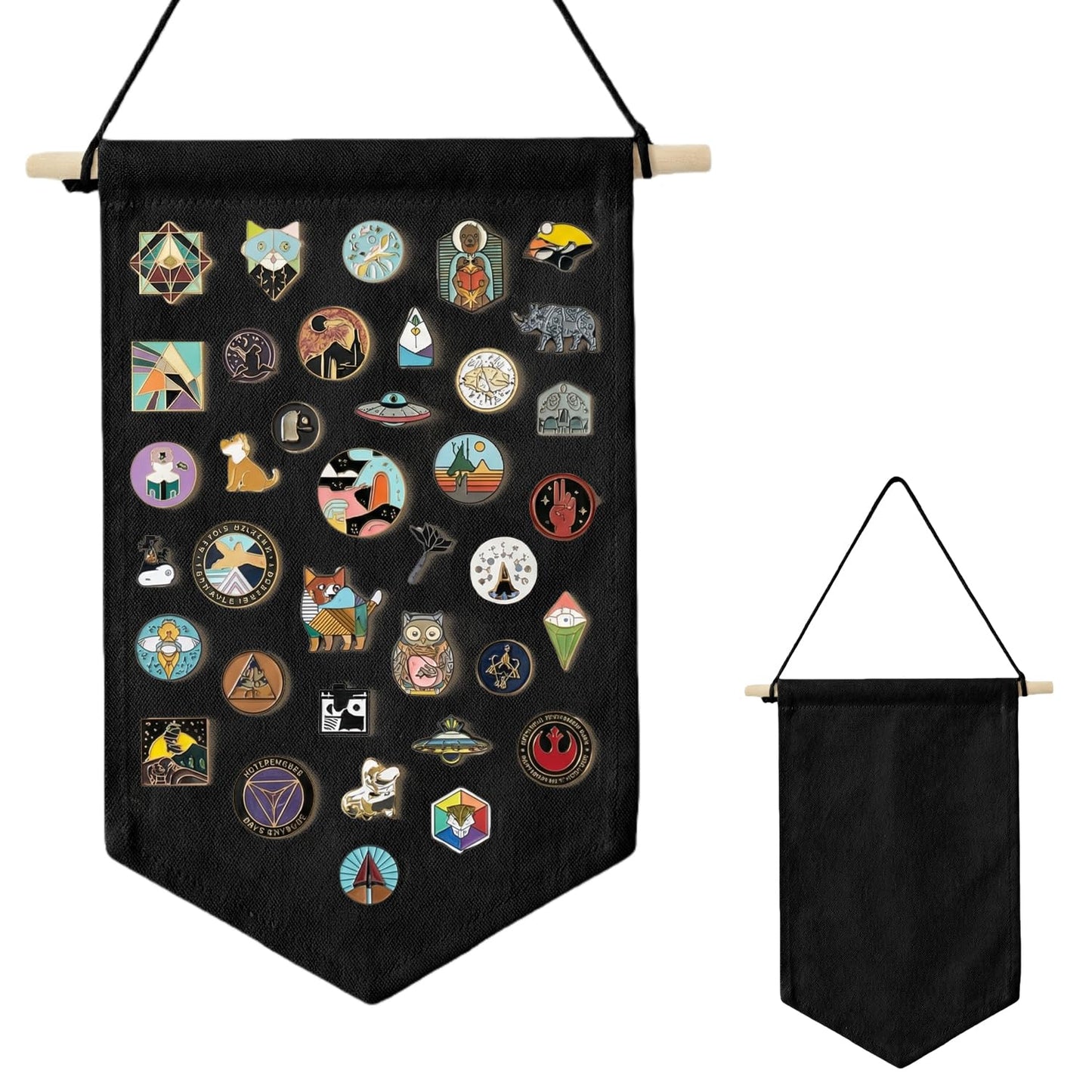 GAZIL Pin Badge Display Organizer, Canvas Brooch Holder Banner for Pin Badges, Rosette & Enamel Pin Storage Case