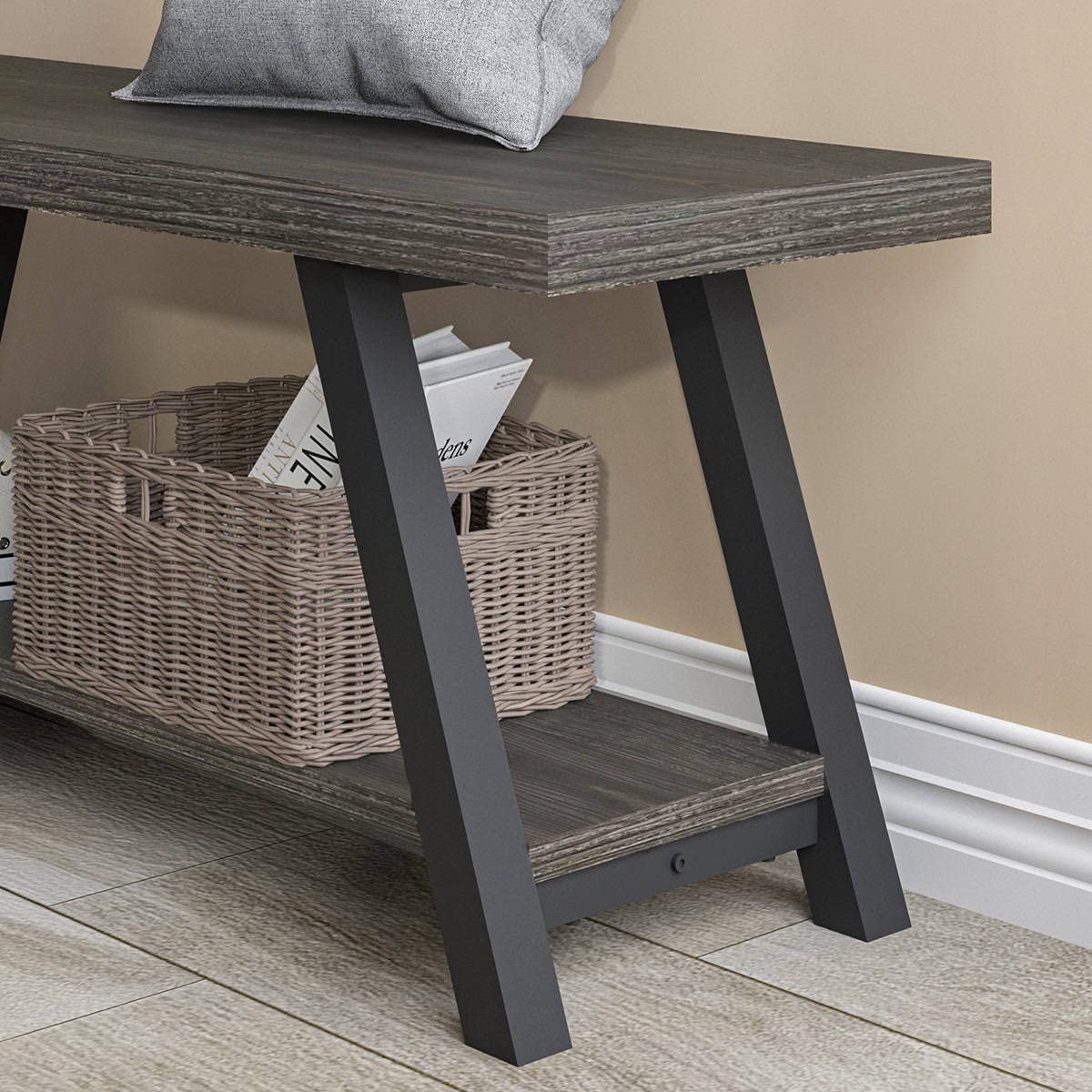 LVB Shoe Storage Bench Entryway Benches for Hallway 120cm Dark Oak