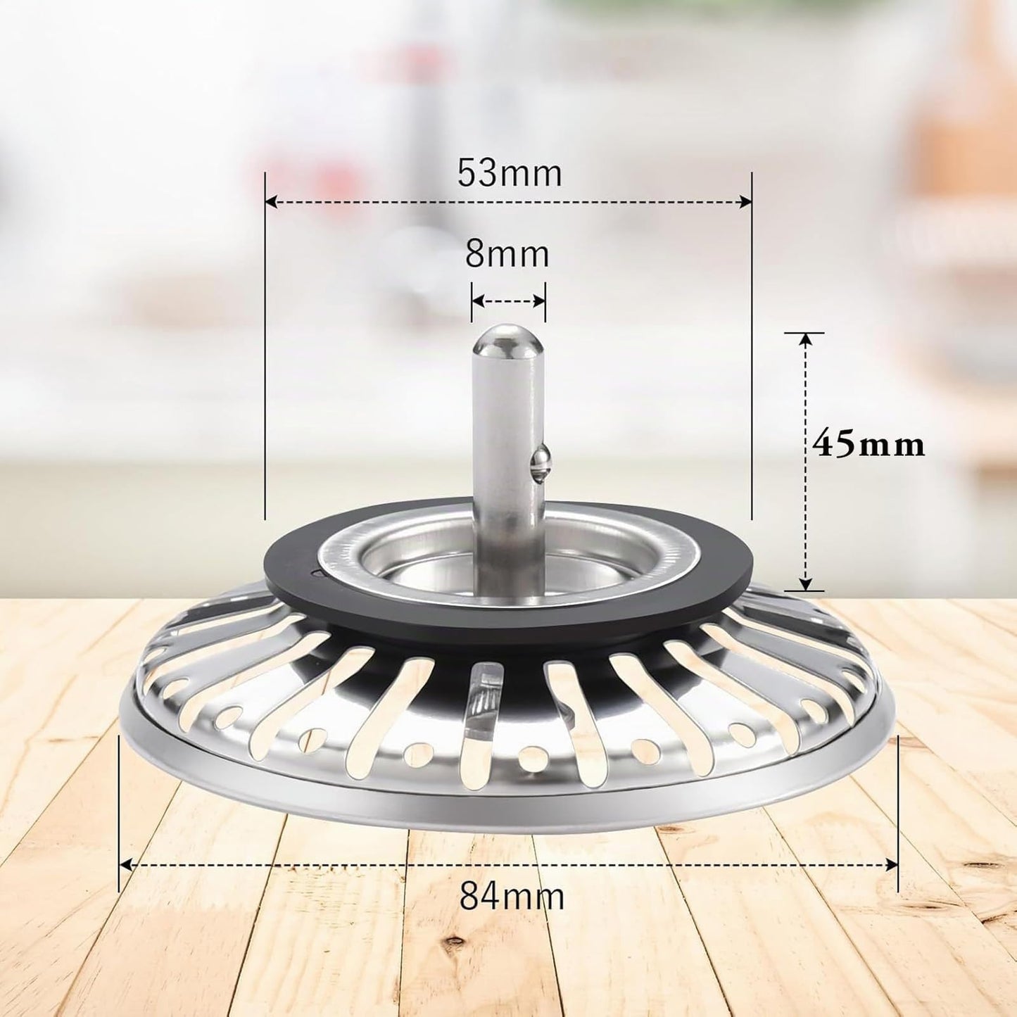JOOTUEPO 84mm Kitchen Sink Plug Strainer Stainless Steel Strainers