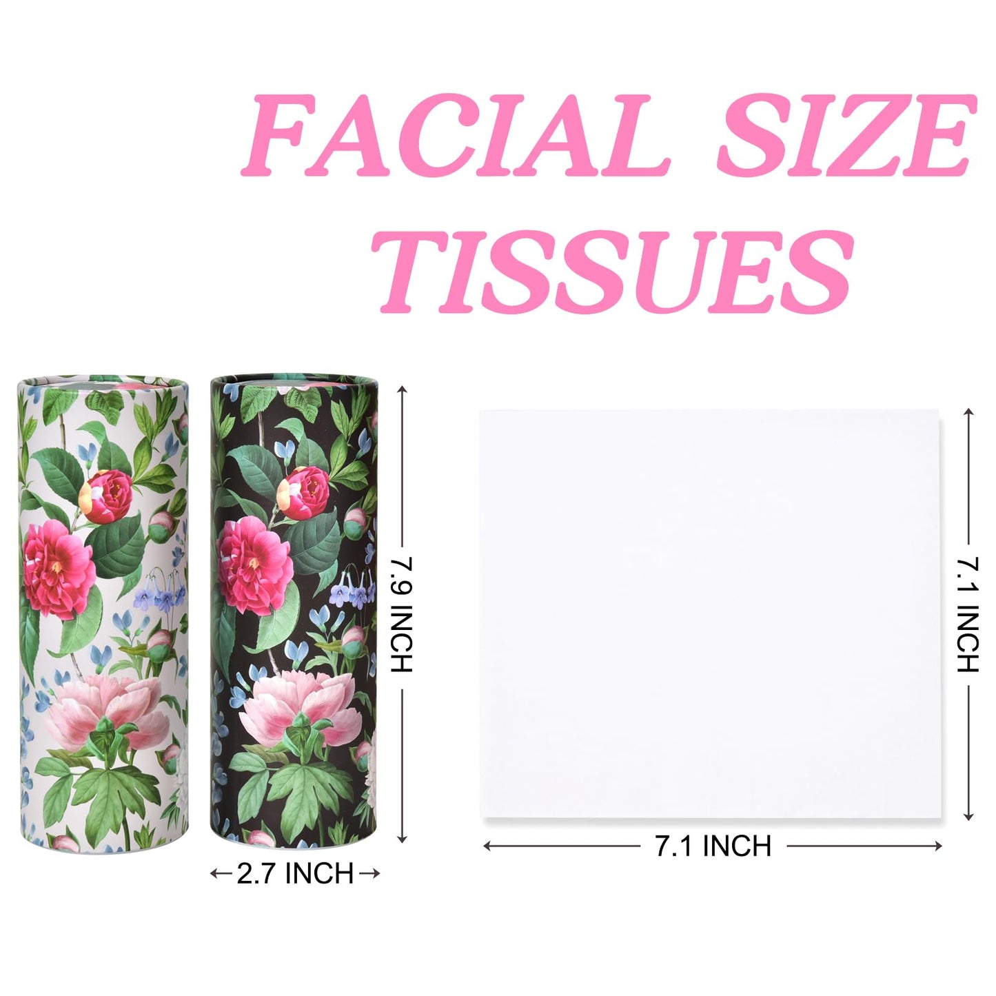Botanical Elegant Floral Travel Tissue Tubes Box Container with Facial Tissues for Car Cup Holder