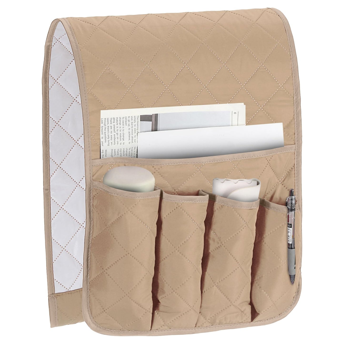 sourcing map 1 Pcs Recliner Armchair Caddy, Couch Armrest Organizer with 5 Pockets for Bedside Sofa Remote Control Holder Magazine Phone Book Glasses