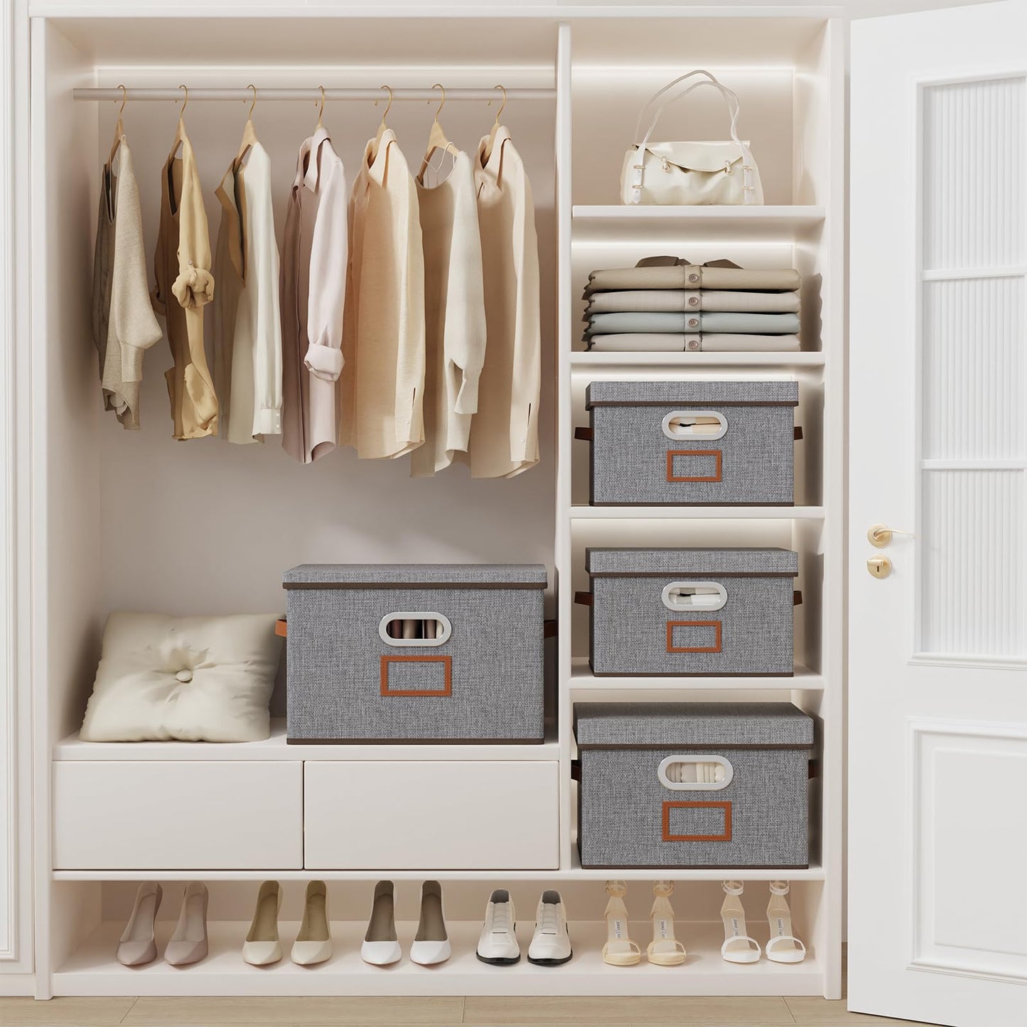 OUTBROS Storage boxes, Decorative Sturdy Boxes, 32x23x20cm, Grey, 3 Set