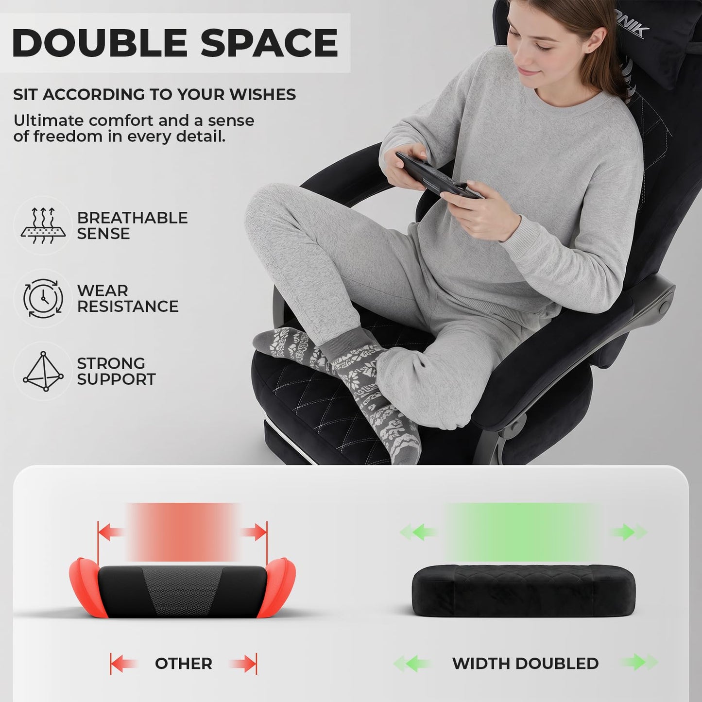NIONIK Massage Gaming Chair with Footrest, Ergonomic Office Chair with Lumbar Support and Headrest