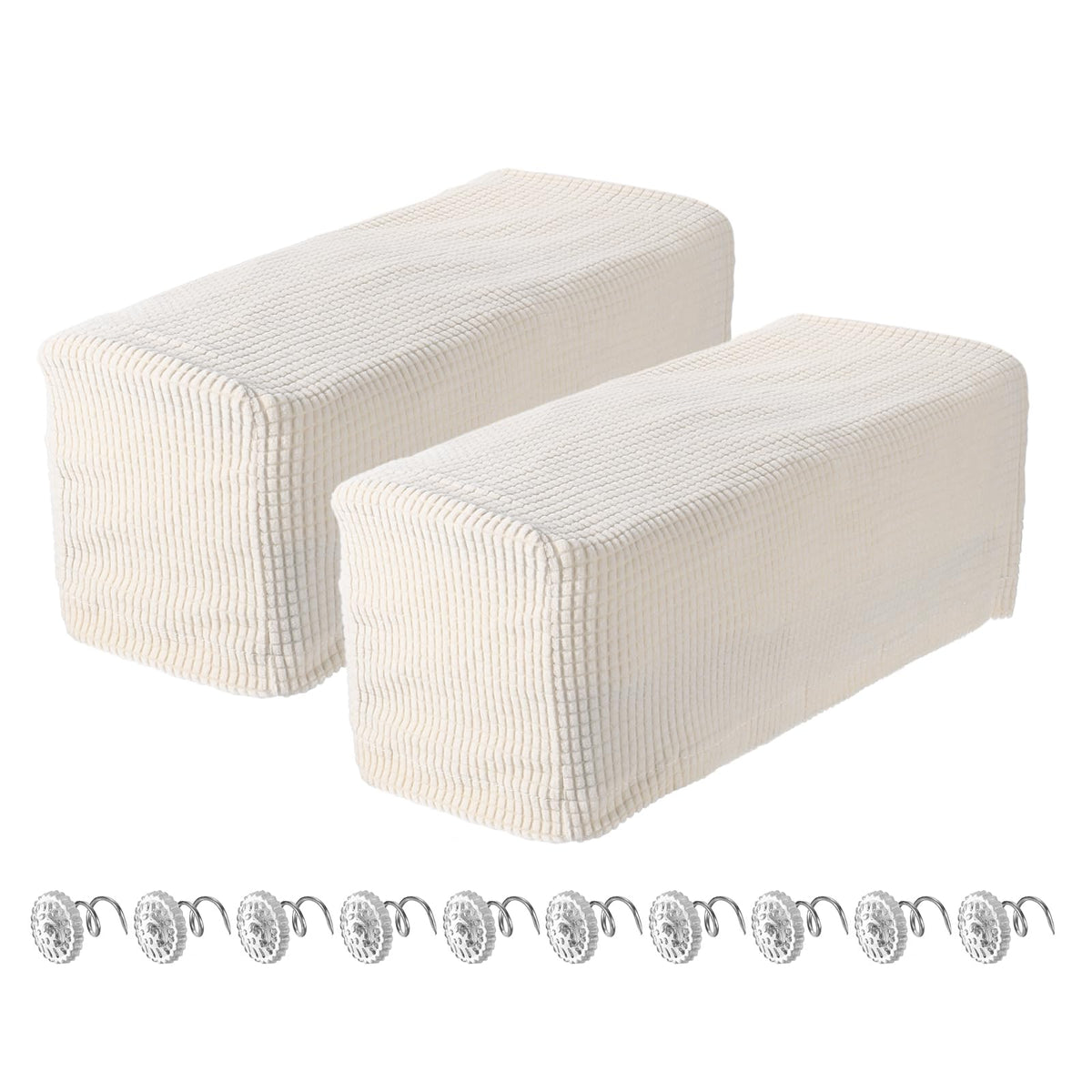 sourcing map 2pcs Stretch Armrest Covers for Chairs/Sofas, Couch Arm Covers with Twist Pin, Furniture Protector Slipcovers White