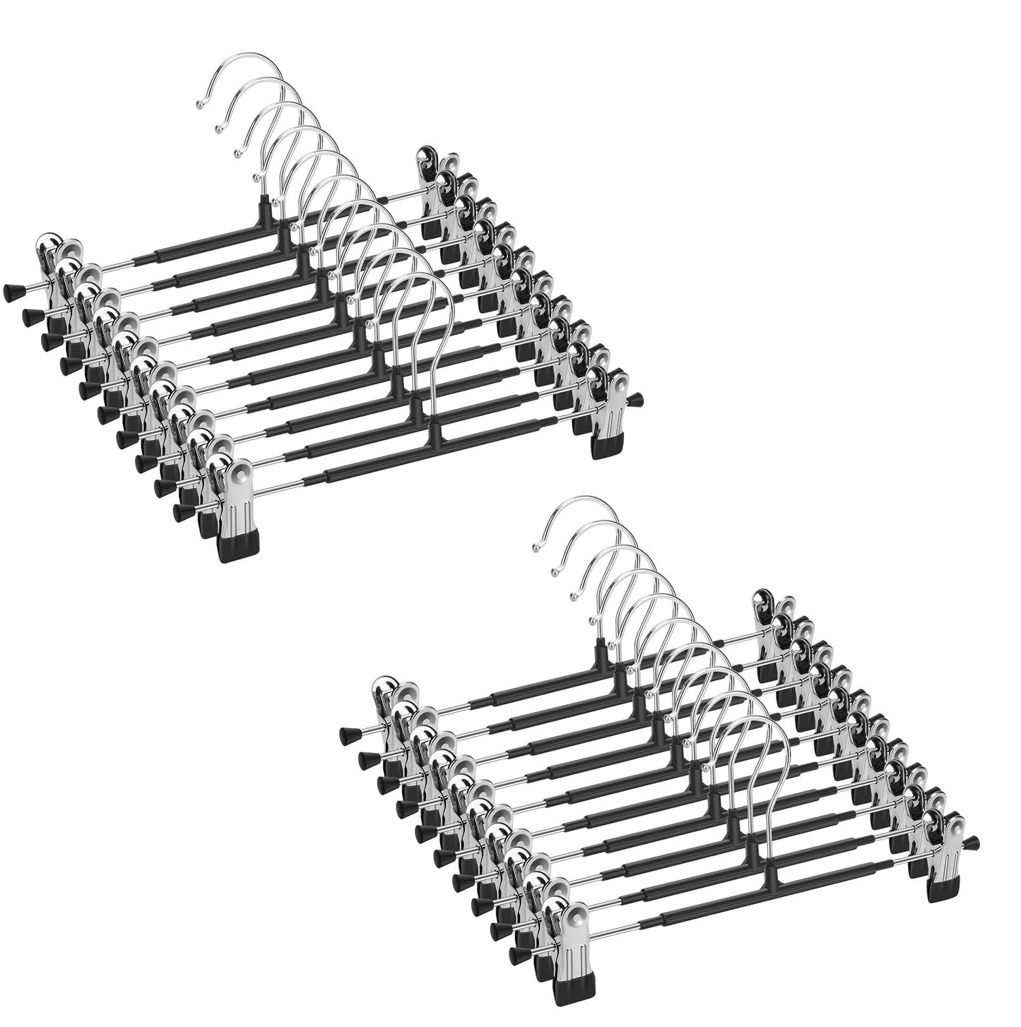 Mutsitaz Pack of 10 Metal Trouser Hangers for Trousers Socks Skirts 30 cm Skirt Hanger with 2 Non-Slip Clips