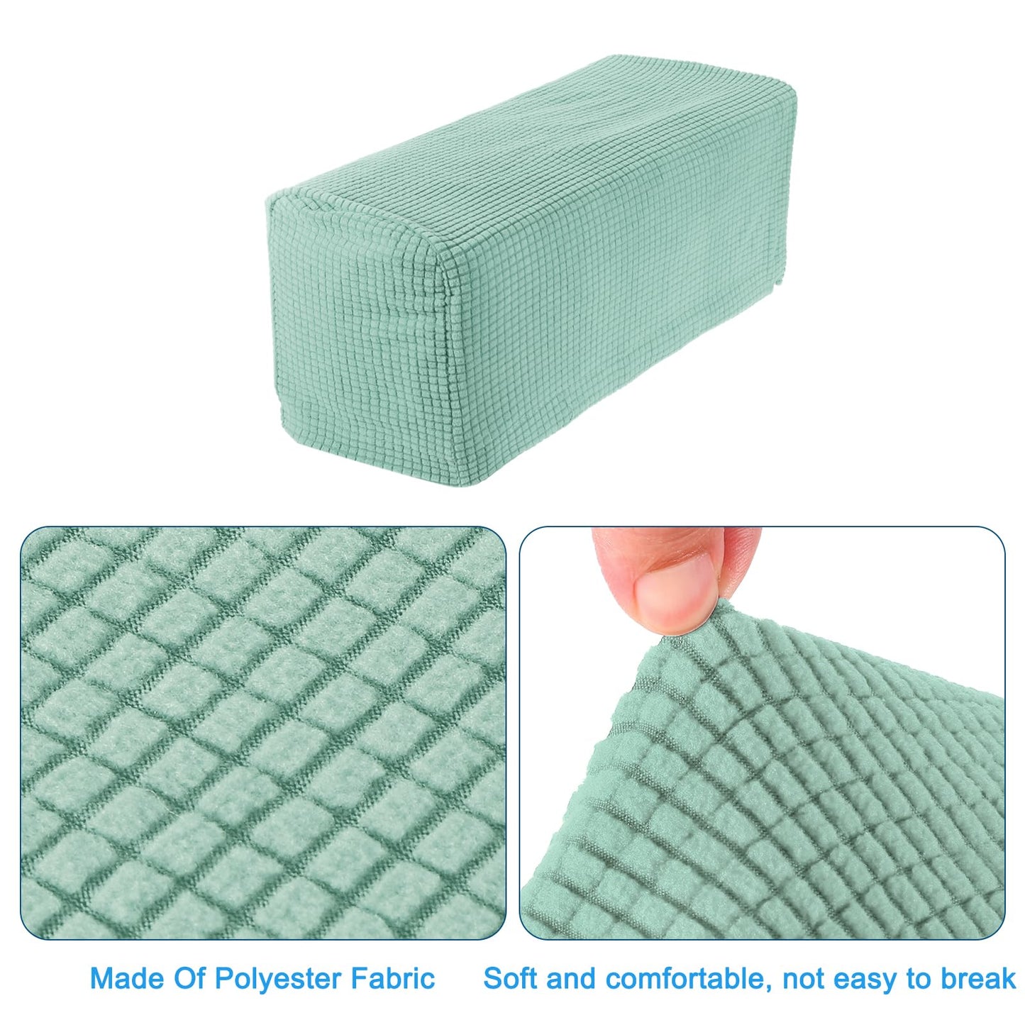 sourcing map 2pcs Stretch Armrest Covers for Chairs/Sofas, Couch Arm Covers with Twist Pin, Furniture Protector Slipcovers Mint Green
