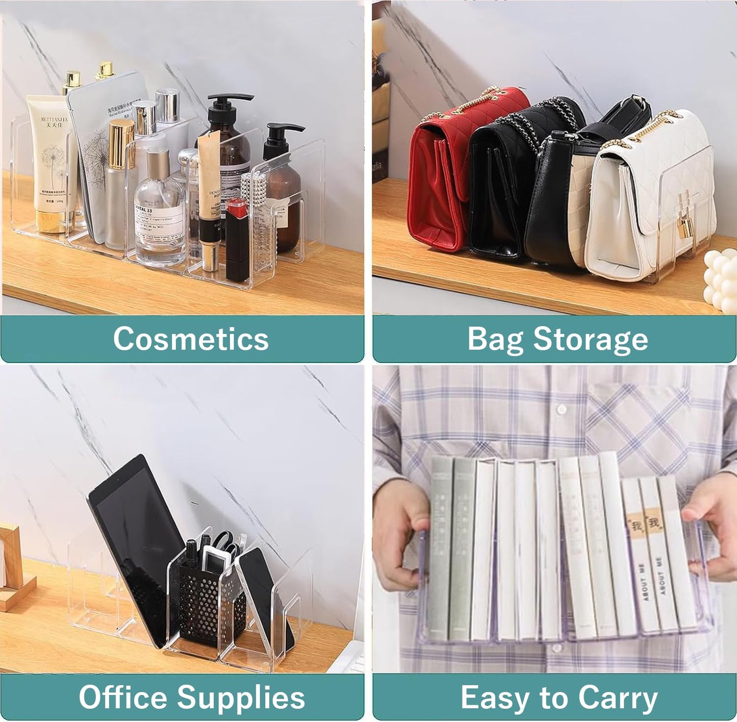 Panavage Transparent Desk File Organiser, 4 Slots, 4-Pack