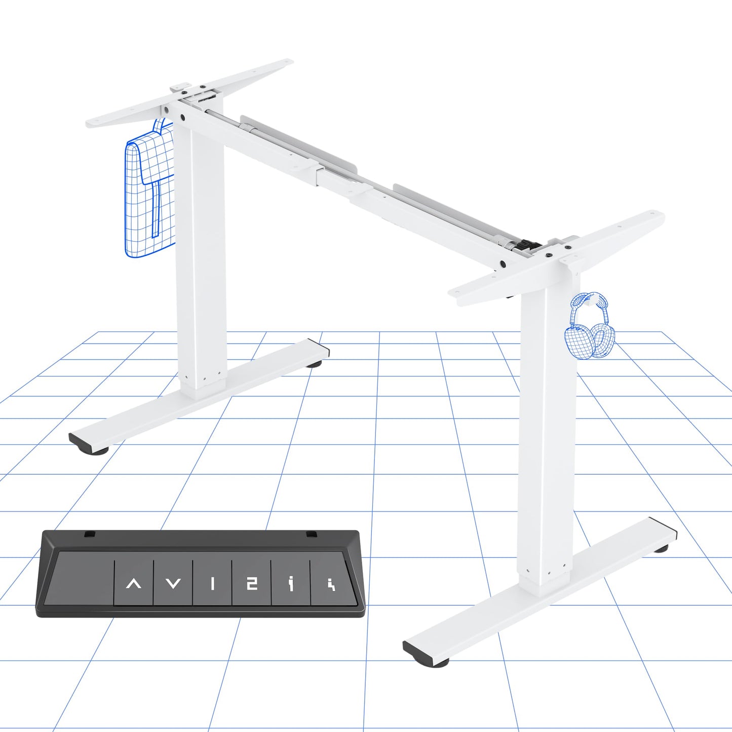 FLEXISPOT Height Adjustable Electric Standing Desk Frame Ergonomic Sit-stand Workstation with Memory Smart Panel EN1(2 Stage | White)