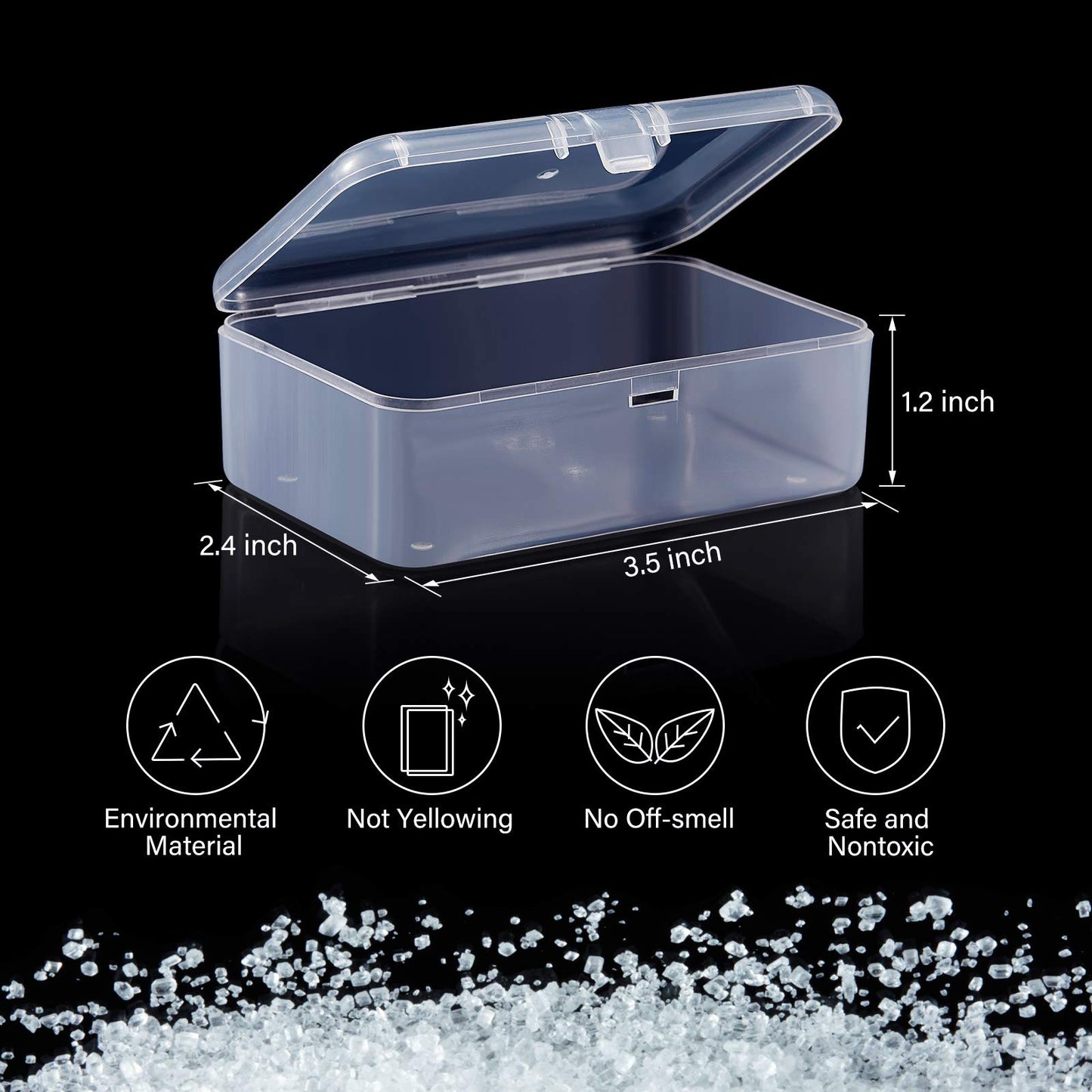 SATINIOR 12 Pack Clear Plastic Beads Storage Containers Box with Hinged Lid for Beads and More (3.54 x 2.36 x 1.26 Inch)