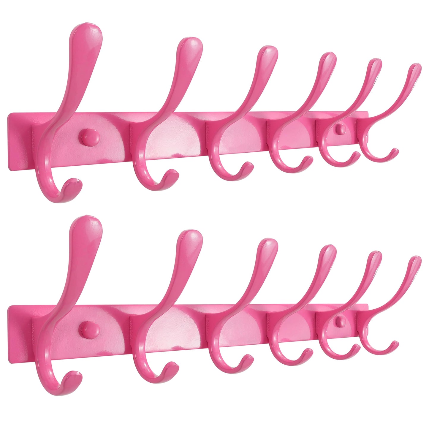 SKOLOO Coat Rack Wall Mounted - 6 Hooks, Pack of 2, Heavy Duty, Stainless Steel, Metal Wall Coat Hanger, Sturdy Wall Hooks for Hanging Coat, Jacket