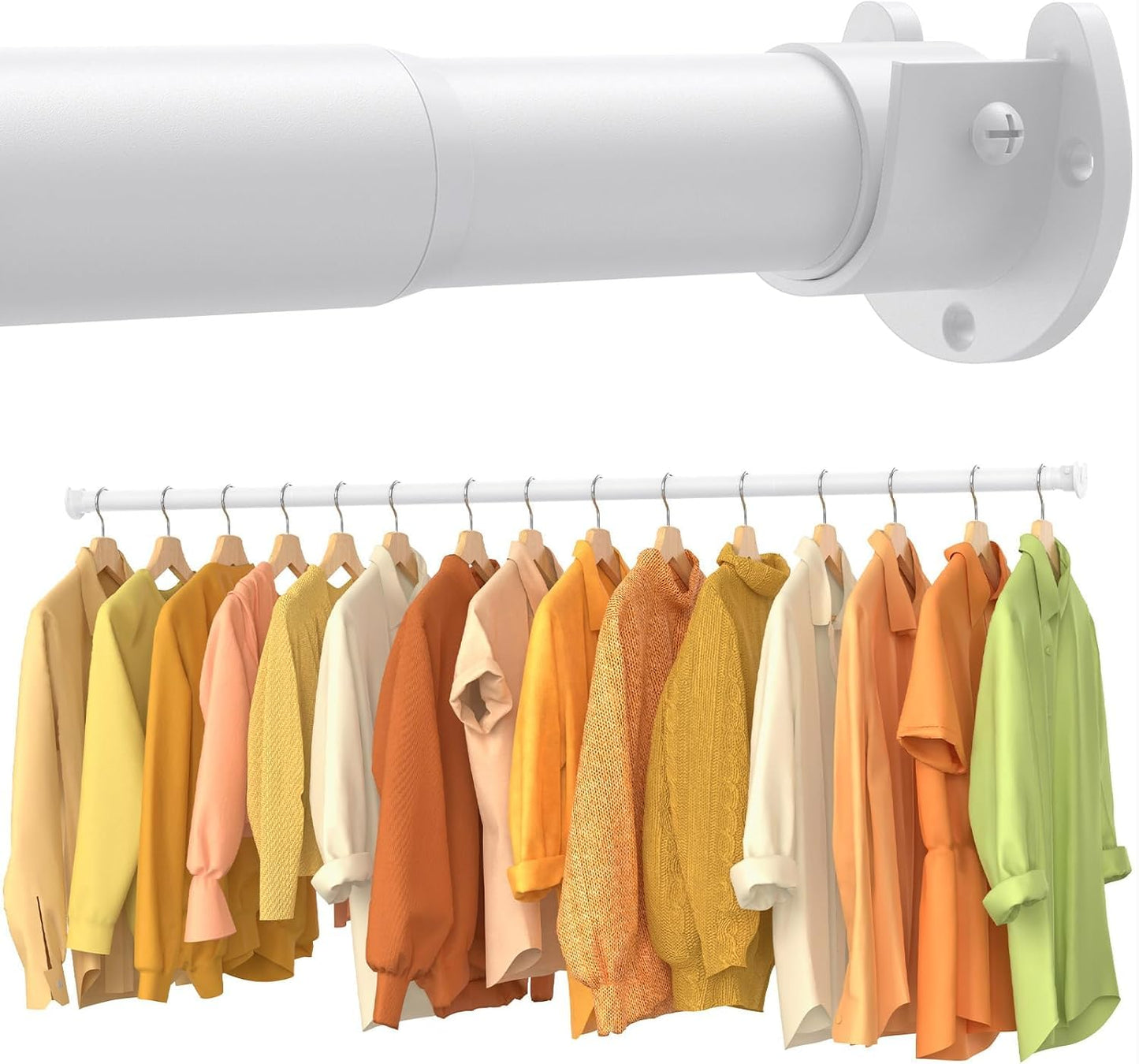 JWJK Adjustable Wardrobe Rail 43–103 cm, Heavy Duty 3.3 cm Metal Clothes Rail with Fittings, White Closet Rod for Wardrobes, Laundry Room & RV