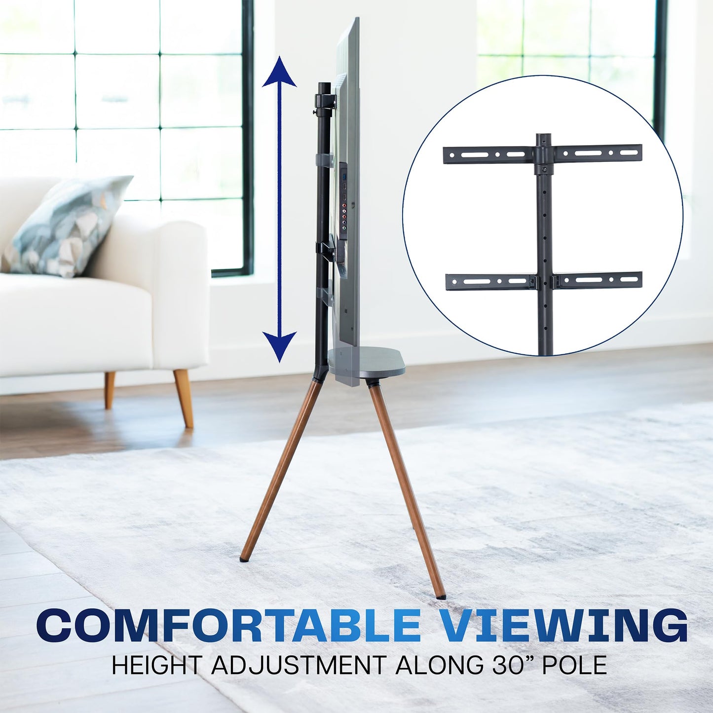 VIVO Artistic Easel 43 to 65 inch LED LCD Screen, Studio TV Display Stand, TV Mount with Swivel and Storage Shelf, Tripod Base, Black Bracket
