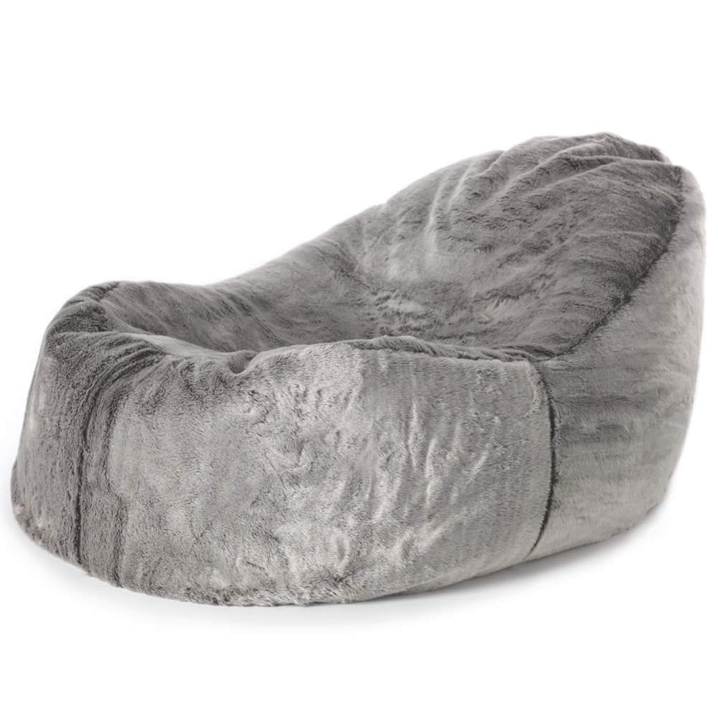 icon Lounger Faux Fur Fluffy Bean Bag Chair with Filling Included, Grey