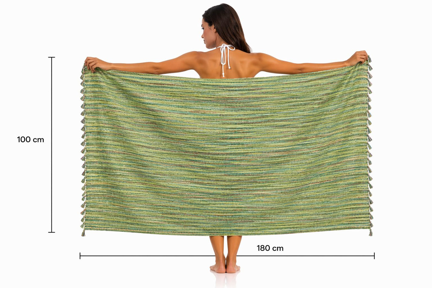 WEFLORIA Turkish Cotton Peshtemal Towel – Lightweight Quick Dry Beach Towel – Large Hammam Spa Towel for Beach, Bath, Travel and Pool (green)