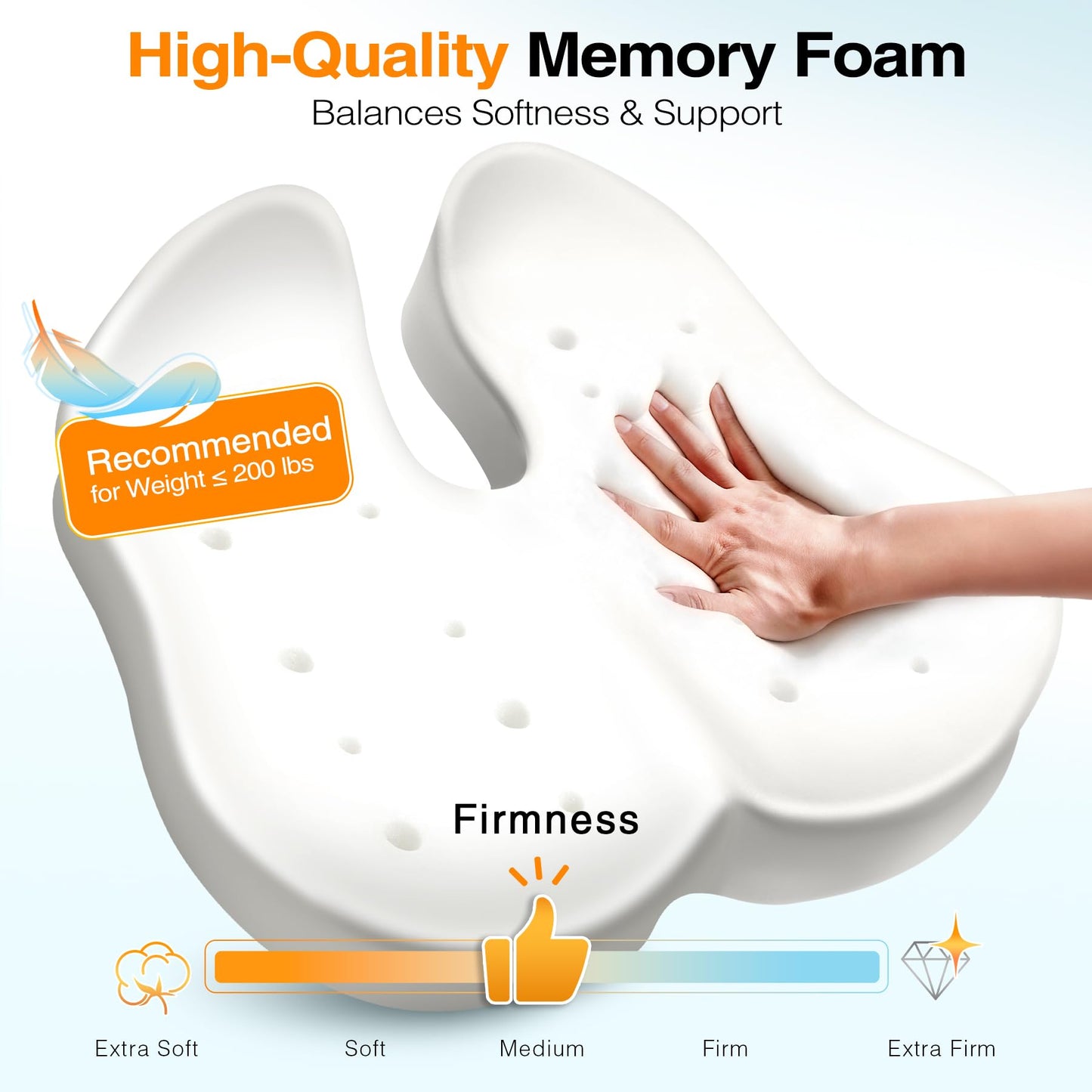 POOTACK Memory Foam Seat Cushions - 2-in-1 Comfort Office Chair Cushion for Desk, Car Seat Cushion for Driving