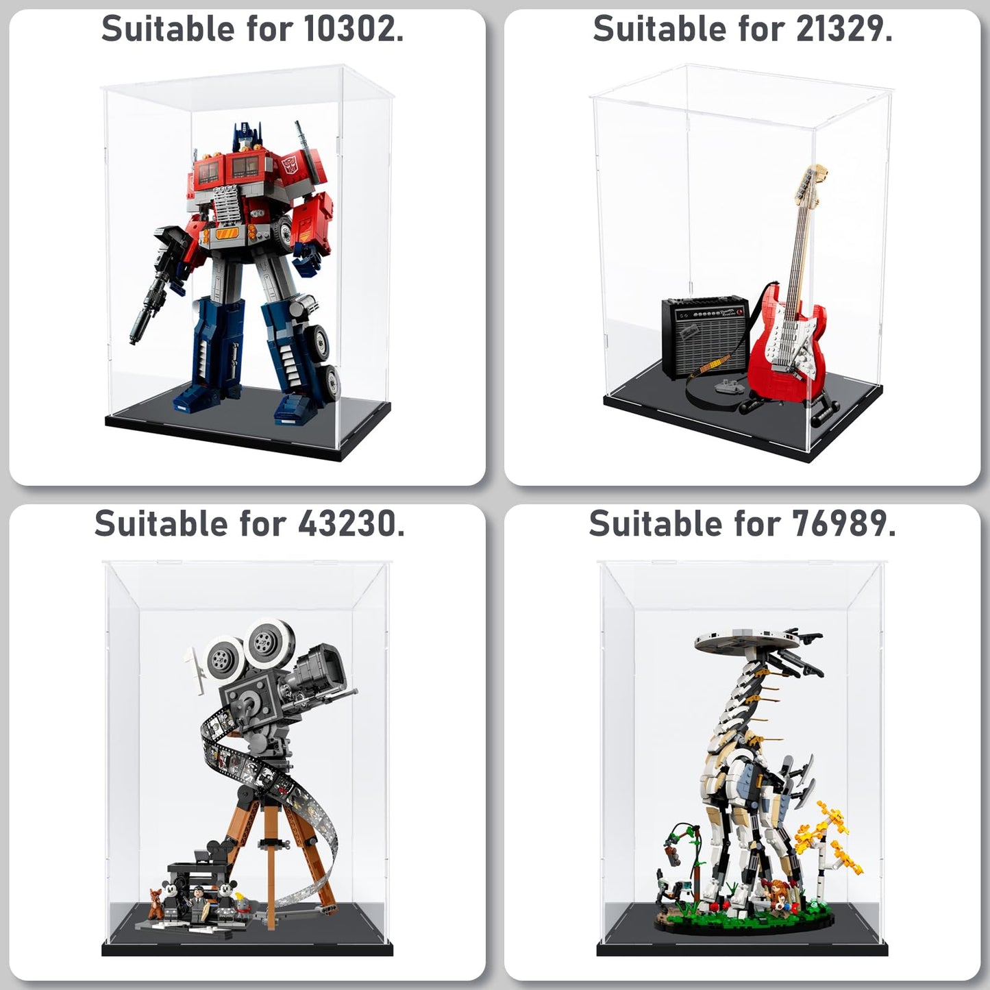 Nynelly Acrylic Display Case for Lego Optimus Prime 10302 for Lego C3PO 75398 Models Figures - Assemble Dustproof Thickened Clear Display Box Cabinet