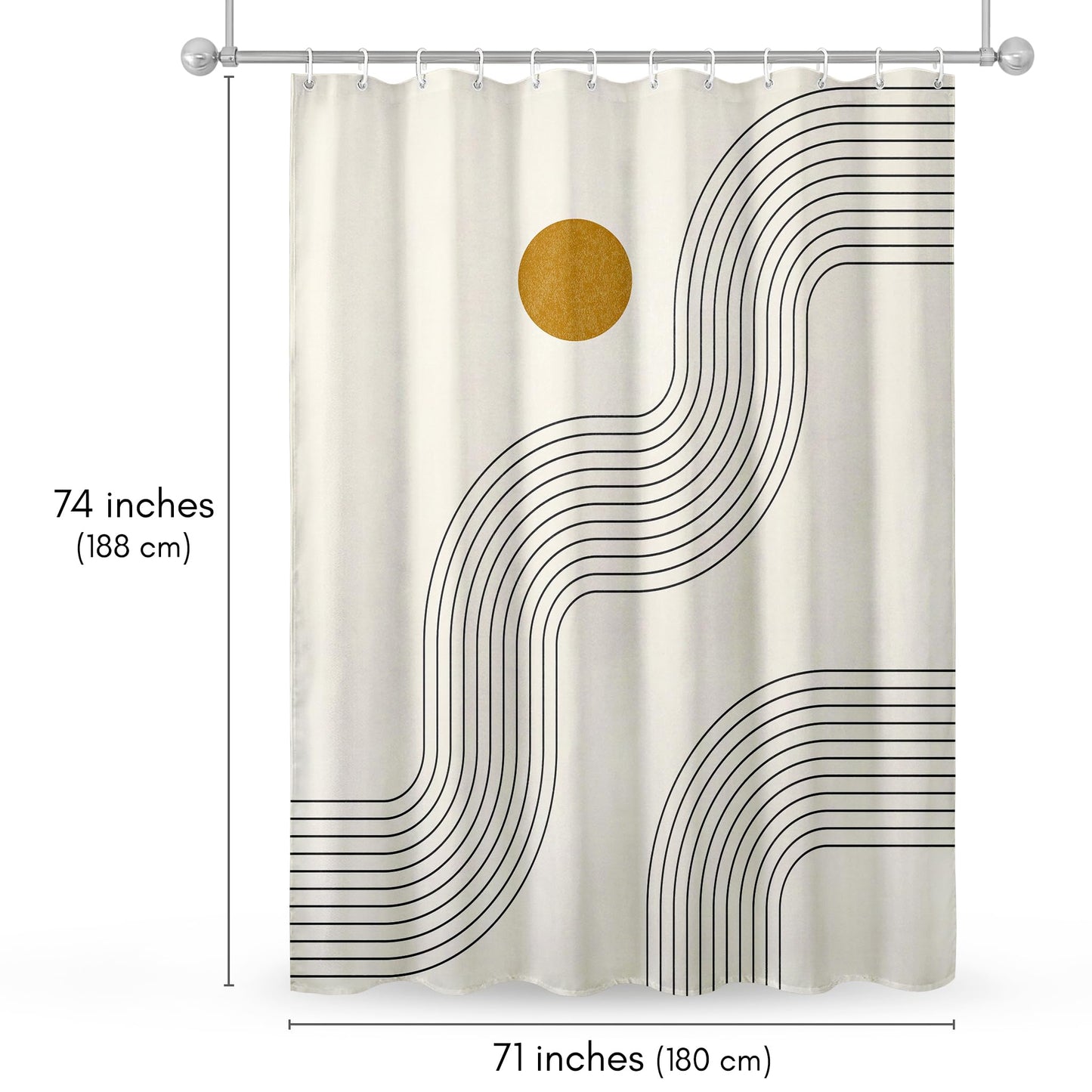 Americanflat 71x74 Boho Shower Curtain - 100% Polyester Shower Curtain with 12 Hooks - Shower Curtains for Bathroom