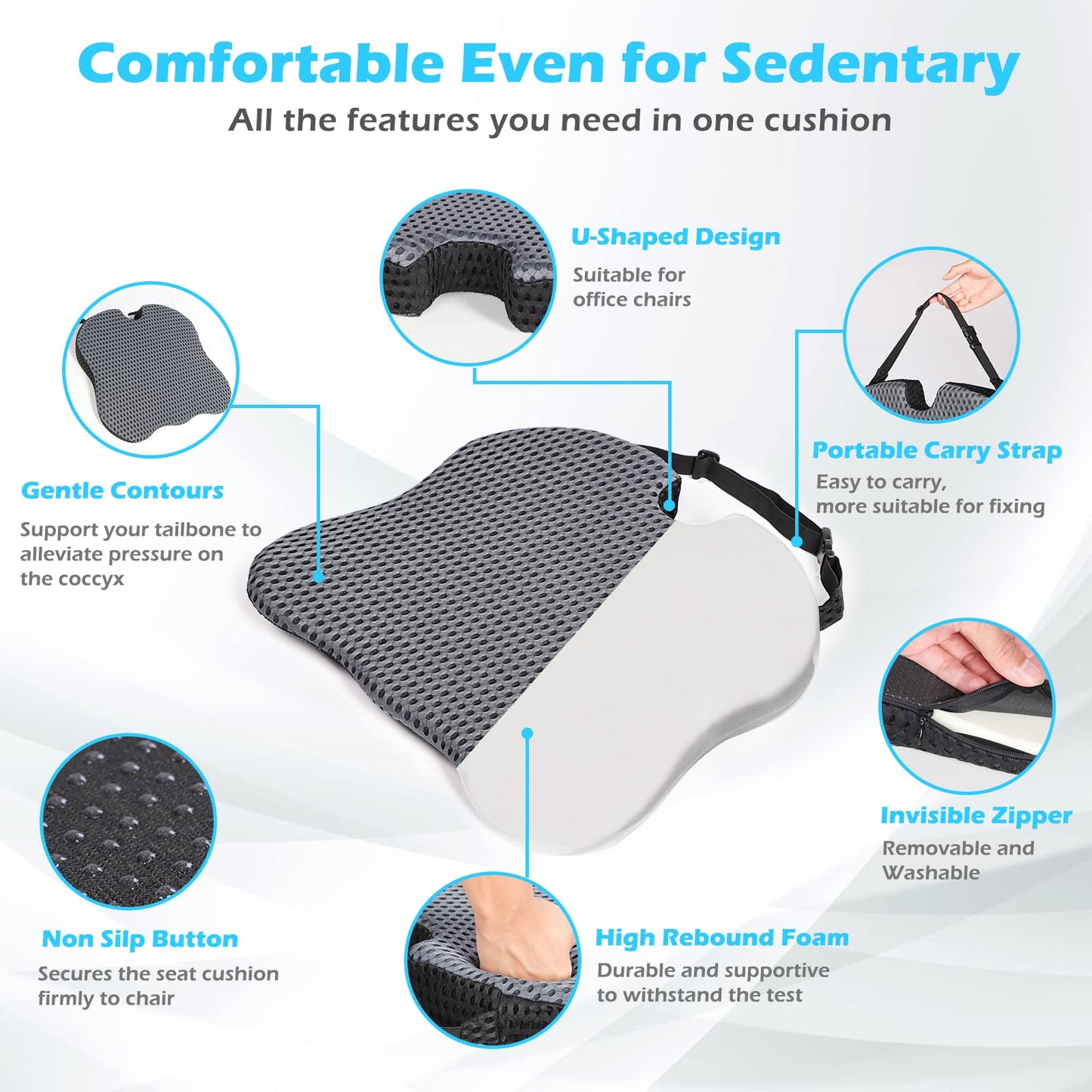 Humberto Car Seat Cushions for Driving,Sciatica Coccyx Tailbone Pain Relief Memory Foam Wedge Seat Cushion.Lumbar Support Pads,Car Seat Cushion