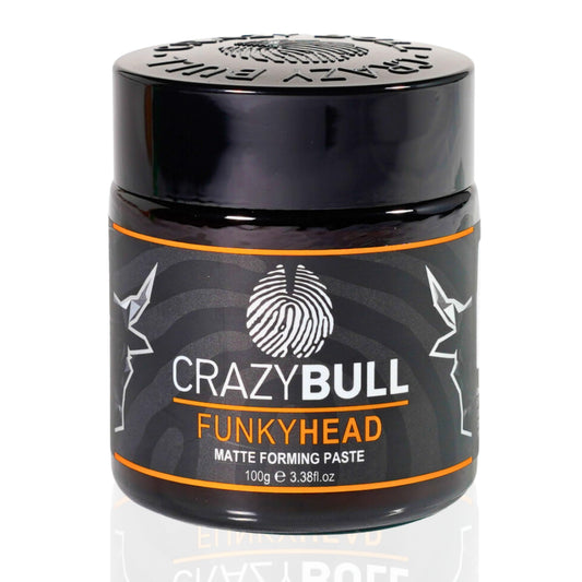 Crazy Bull Hair Styling Paste Funky Head- Natural Matte Finish with Light Hold Texture for Volumising, Defining, & Texturising - Vegan Hair Styler