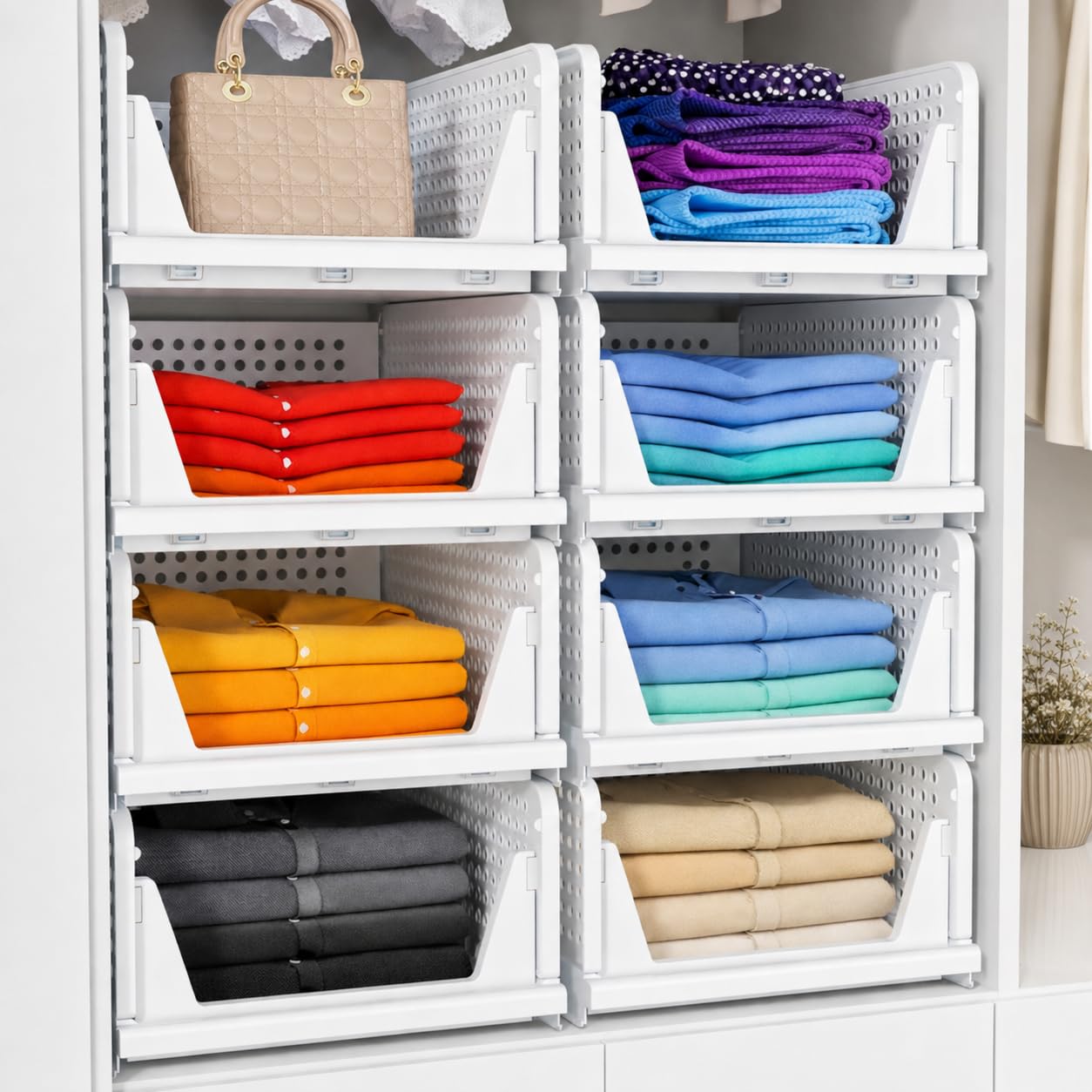 Carry Fitness 4 Pack Foldable Wardrobe Storage Organiser | Space Saving Foldable Drawer For Bedroom, Kitchen & Office
