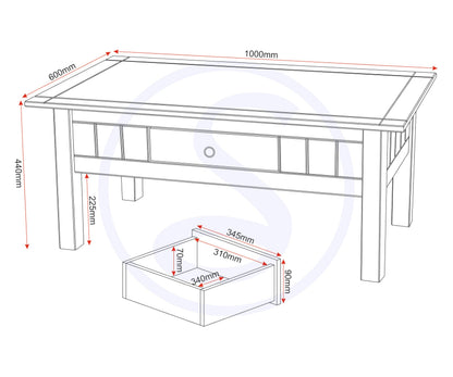 Seconique Panama 1 Drawer Coffee Table in Natural Wax
