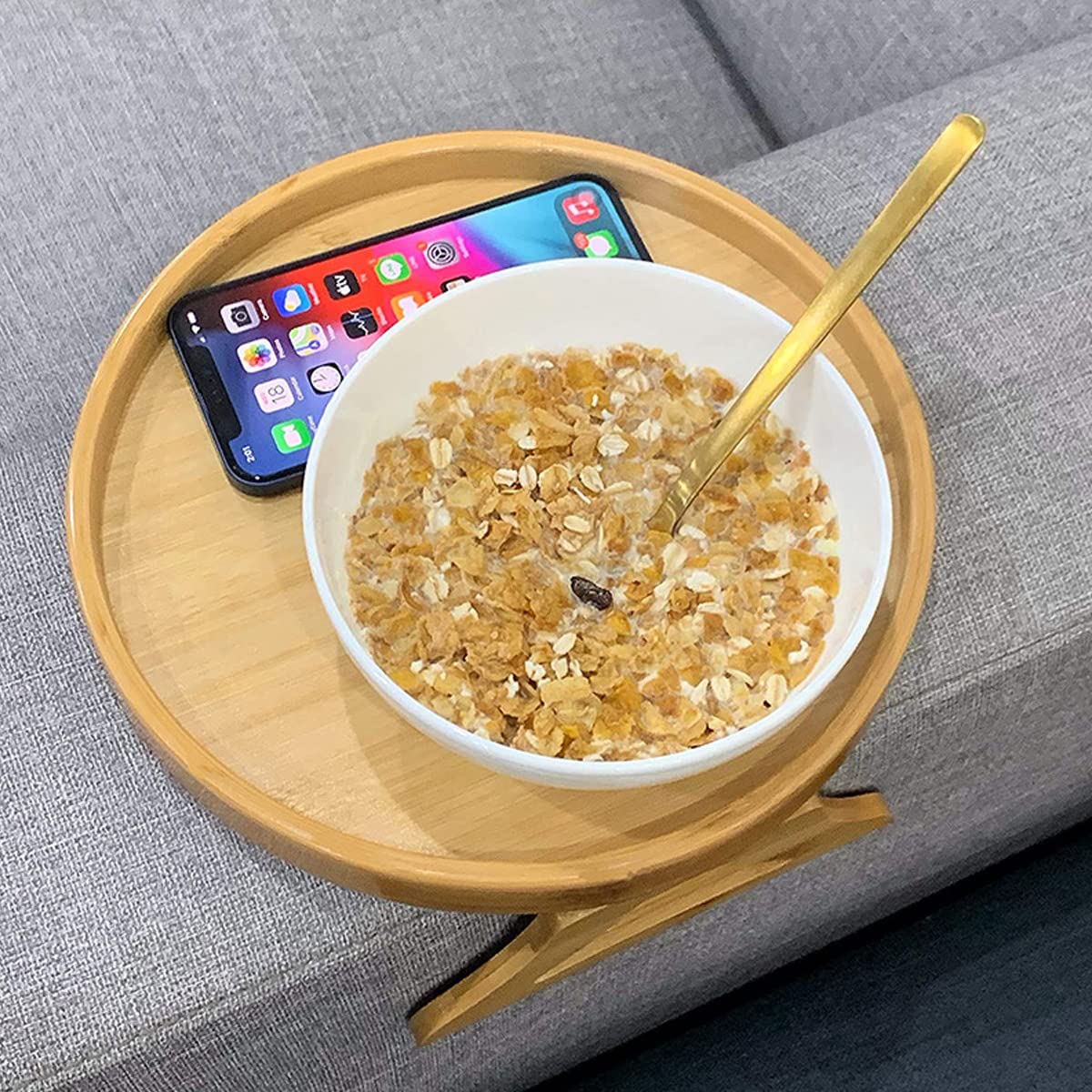 Jetcloud Sofa Arm Tray Foldable Wooden Couch Armrest Tray Sofa Side Tables Organiser Couch Arm Rest Protector Space Saving for Drinks Snack Phone