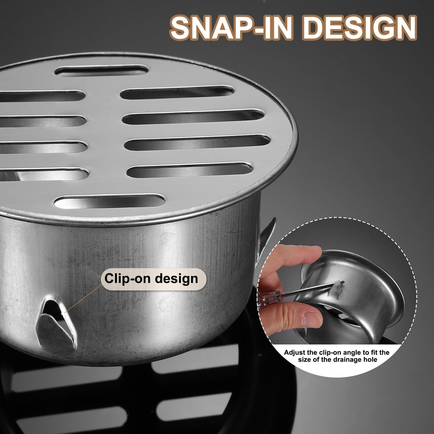 PATIKIL Floor Drain Cover 7.1" x 5.9" (160 Flat Mouth), 2 Pcs 304 Stainless Steel Round Anti Blocking Snap-in Drain Strainers for Outdoor Bathroom