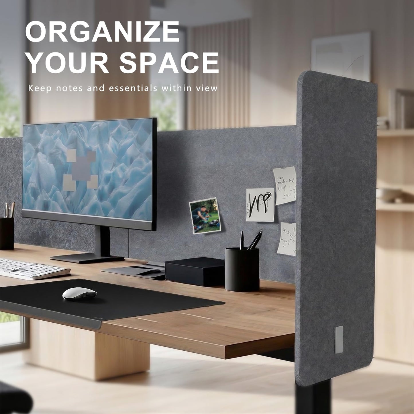 Desk Privacy Panel,2PCS,2-in-1 Soundproofing for Office,School & Home(Gray)