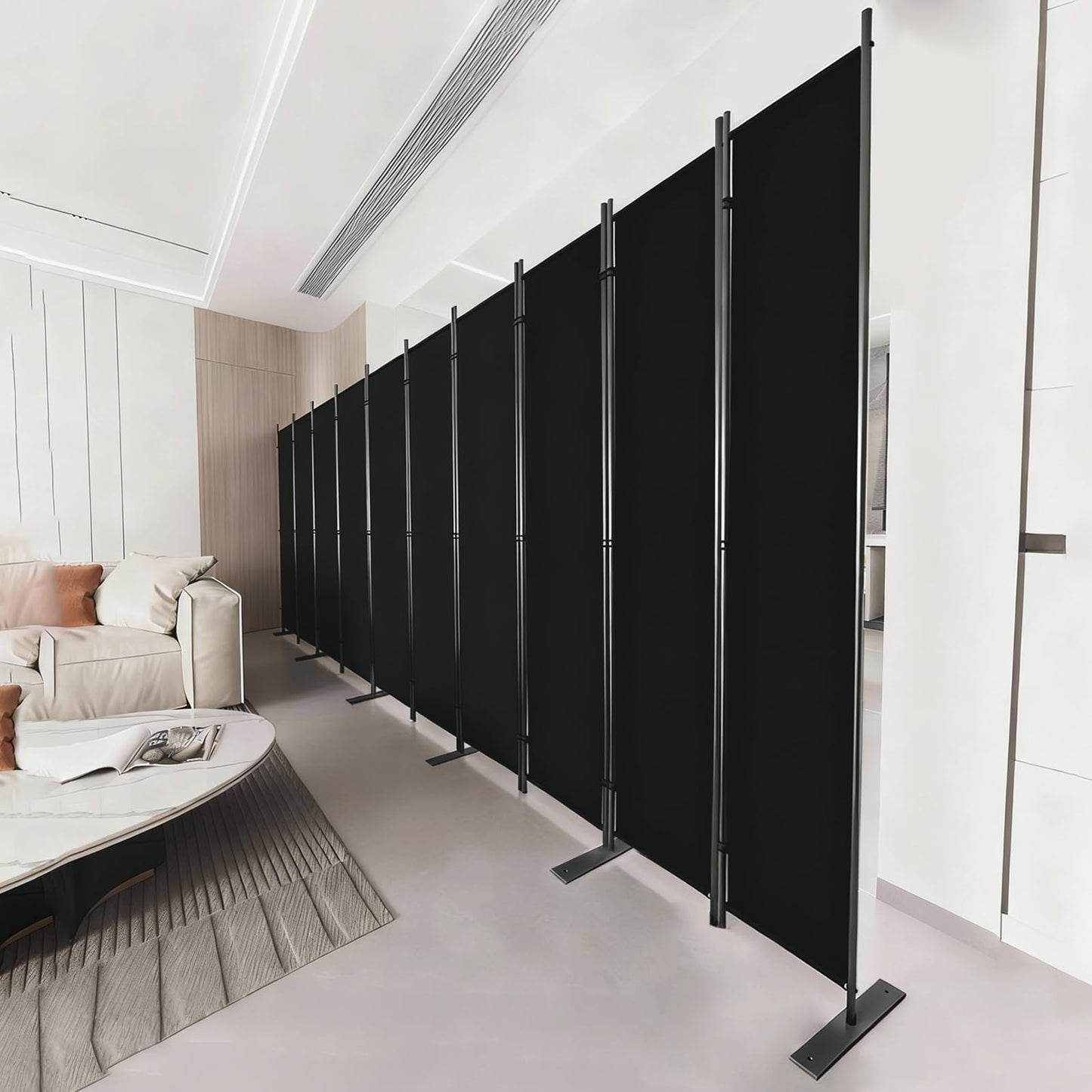 C-Hopetree 10 Panels 6 Ft Room Divider and Folding Privacy Screen, Indoor Fabric Portable Partition and Separation Wall for Home