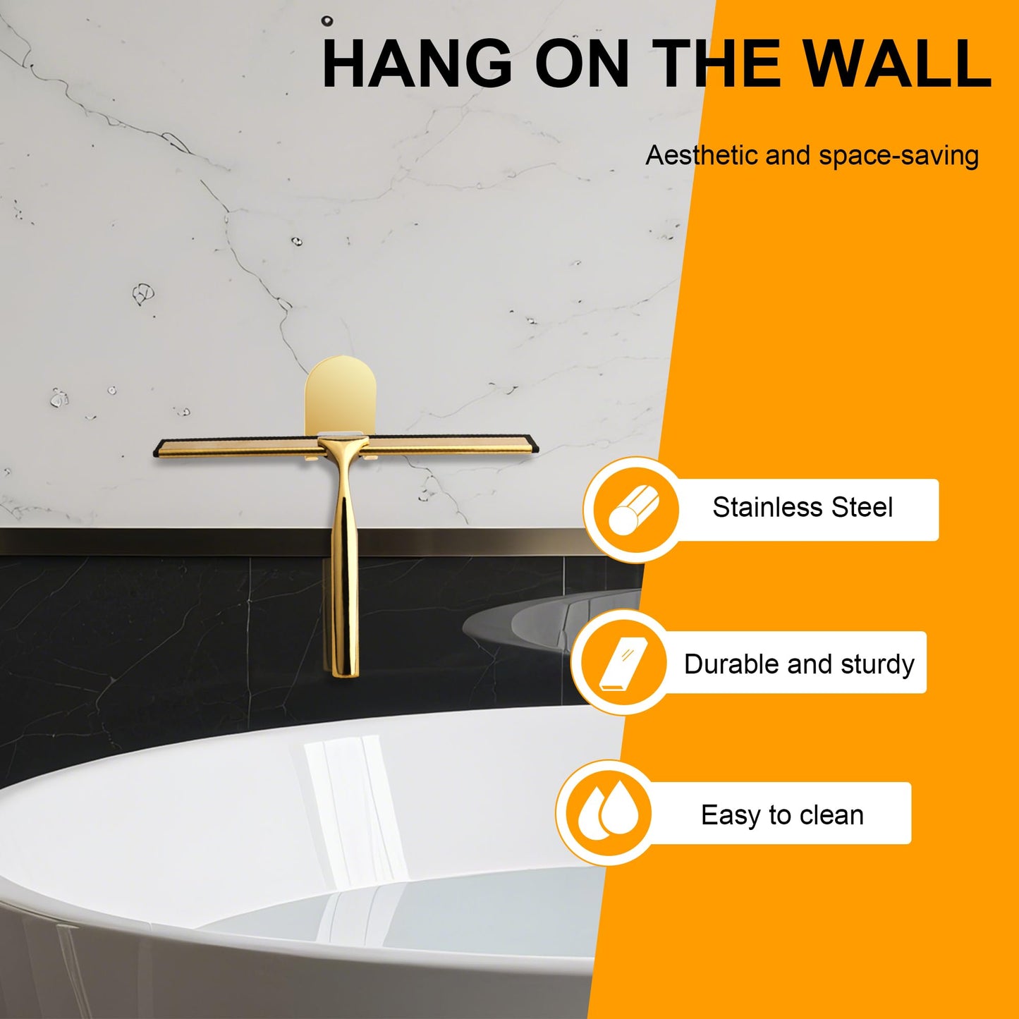 SZWLJ Gold Stainless Steels Shower Squeegee for Shower Doors