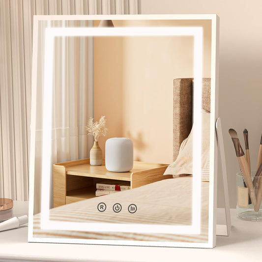 FUNTOUCH Hollywood Vanity Mirror with Lights, Memory Makeup Mirror with 3 Color Modes Tabletop Vanity Lighted Mirror with Smart Touch Control,