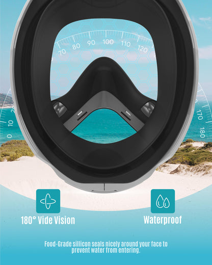 G2RISE Full Face Snorkel Mask Kids Snorkeling Set, 180 Degree Panoramic View, Anti-Fog & Anti-Leak Dry Top Snorkel Set for kids 3-8 (2 Pack)