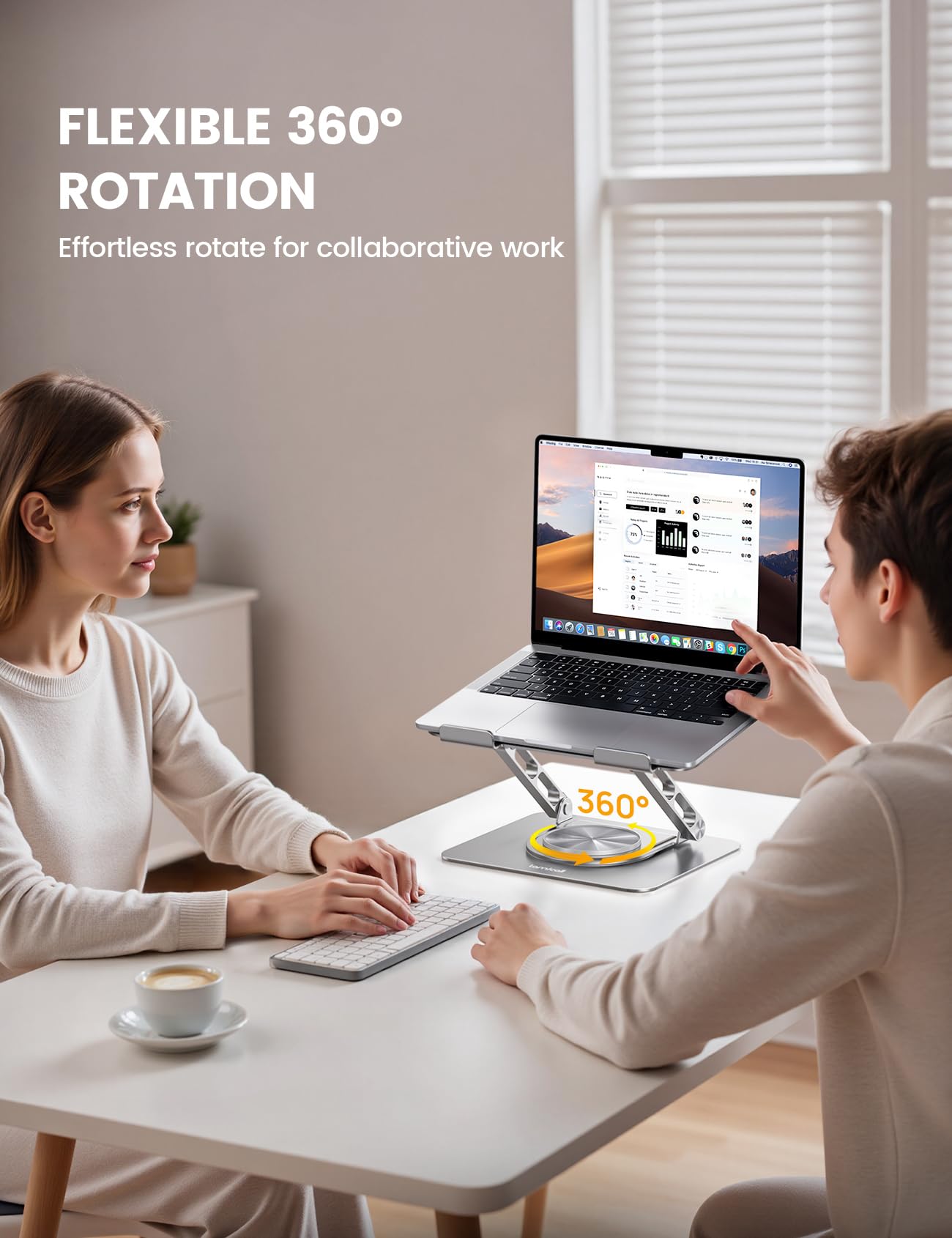 Lamicall Laptop Stand Desk, Laptop Riser - [360° Rotatable] Foldable Aluminum Notebook Holder