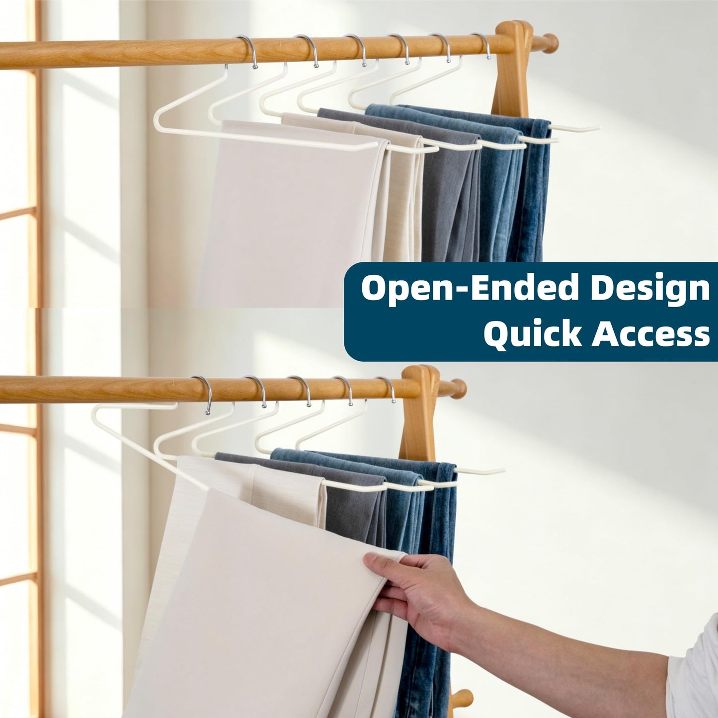 EssenFlolis 20 Pack Non-Slip Open Ended Metal Trouser Hangers Space Saving