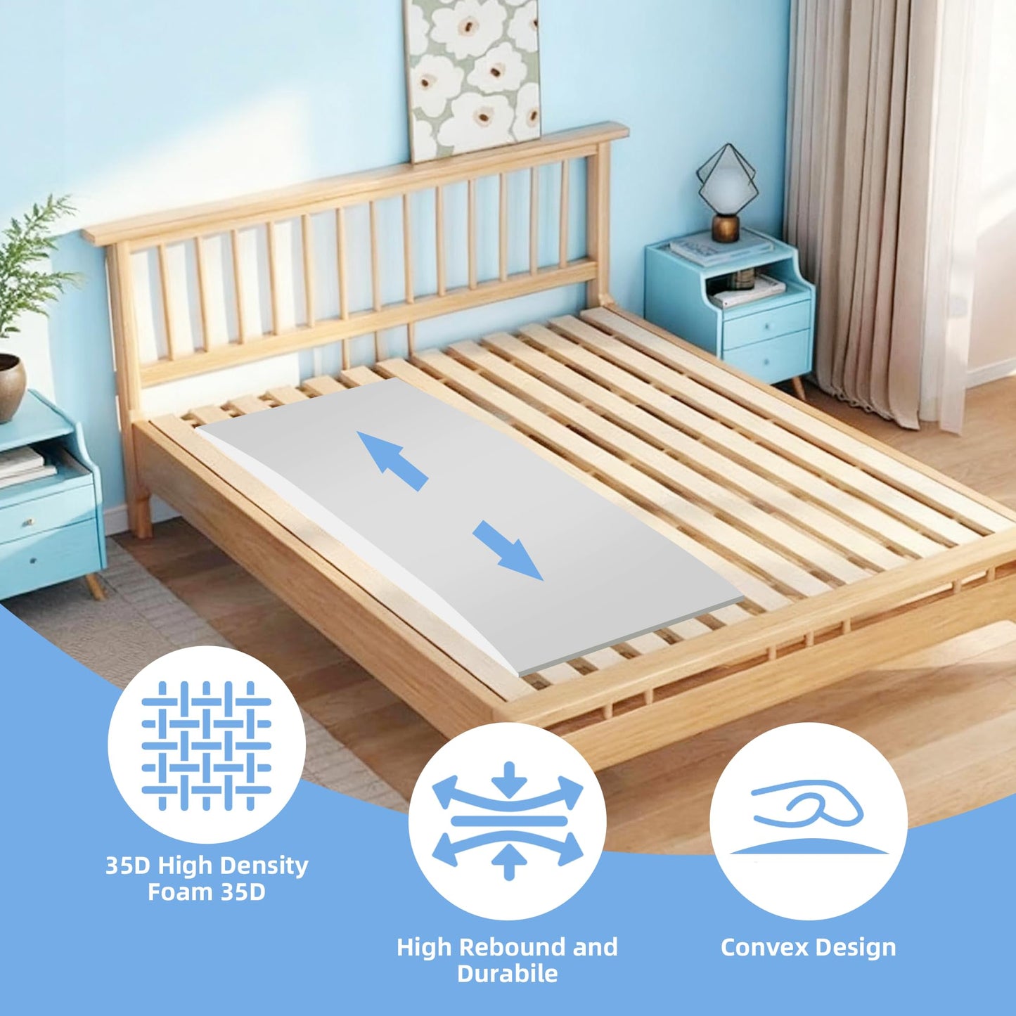awagas Sagging Mattress Support Fix Sinking Beds, 35D High Density Foam Pad