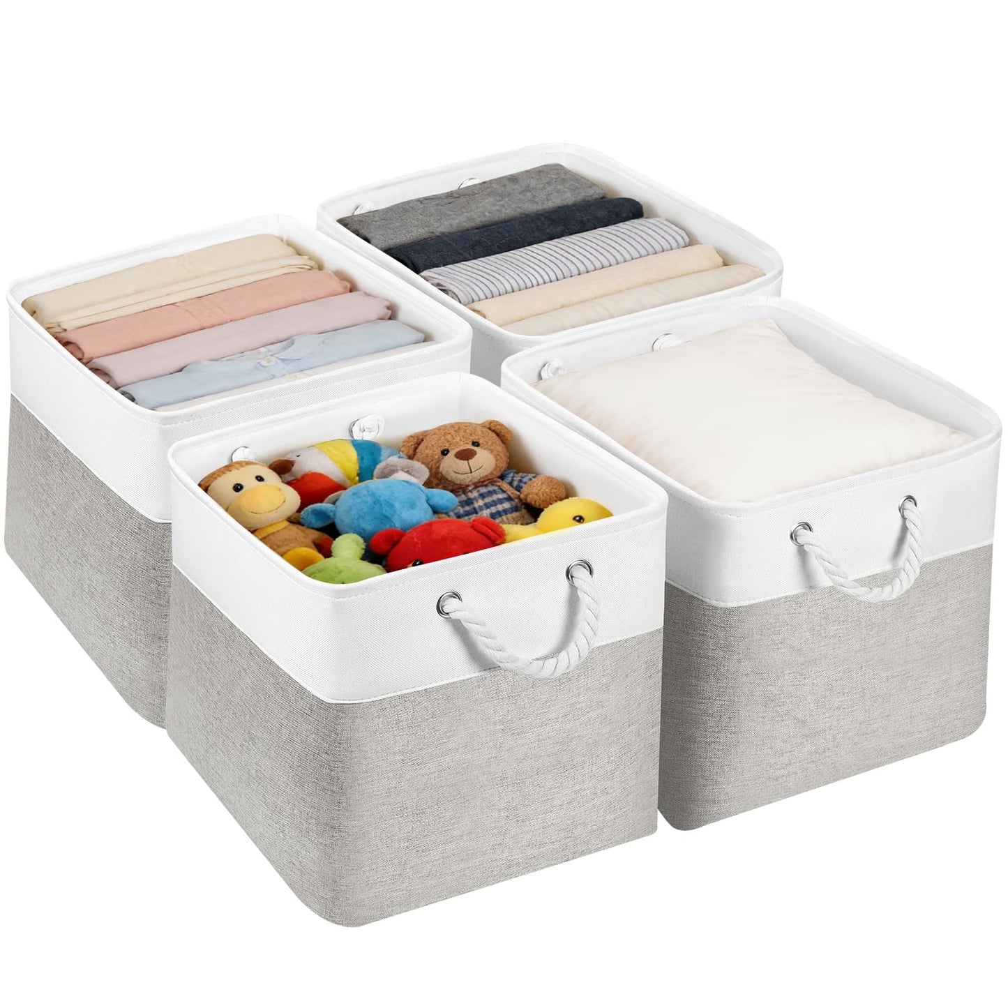 JUNLAI 4 Pack Fabric Storage Boxes, Kallax Storage Boxes 33 x 38 x 33 with Handles, Foldable Large Storage Pink Basket for Office & Home, Book