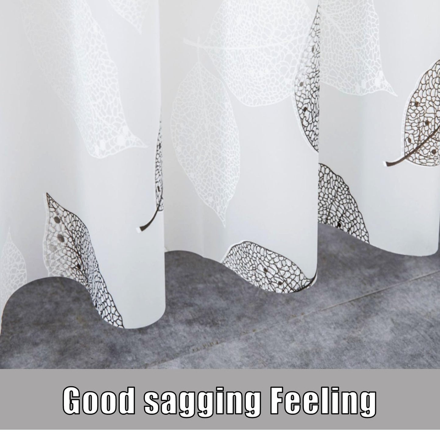 Shower Curtain for Bathroom, 100% Polyester Waterproof Mould Proof Resistant Fabric, 180 x 180cm PEVA Bathroom Curtains with Grommets & 12 Pcs Hooks