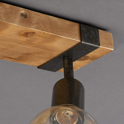 BRILONER - Vintage Ceiling Light Rotatable, 2X E27 Socket, max. 25W, Retro, Wooden Base, spot Lights Ceiling, 2 spot Lights, Ceiling Lights Living