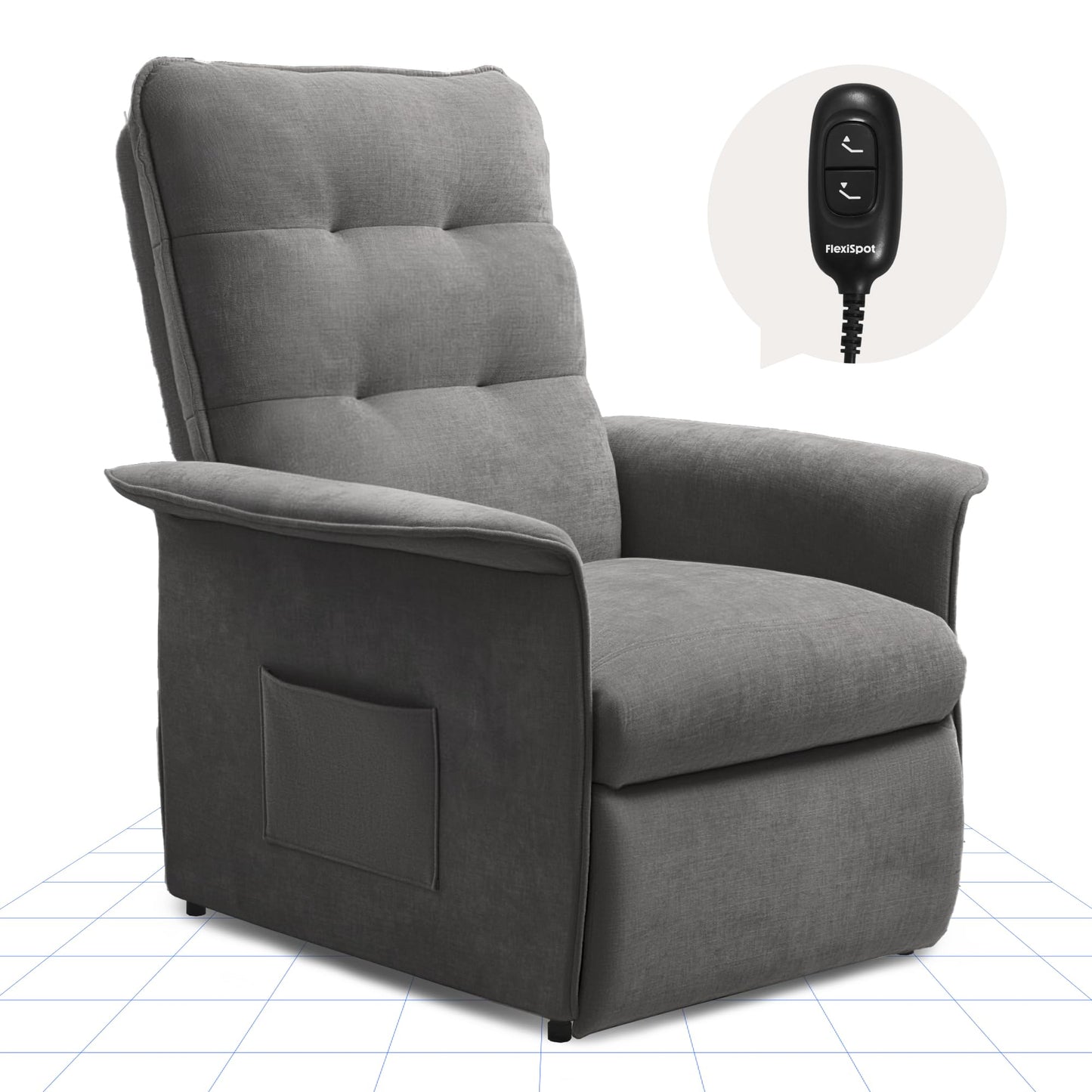 FLEXISPOT Electric Recliner Armchair 105°-155°Backrest Adjustable Reclining Chair For Living Room, Sofa Lounge with Side Pockets, Dark Grey