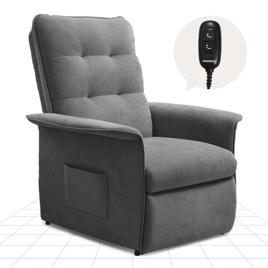 FLEXISPOT Electric Recliner Armchair 105°-155°Backrest Adjustable Reclining Chair For Living Room, Sofa Lounge with Side Pockets, Dark Grey