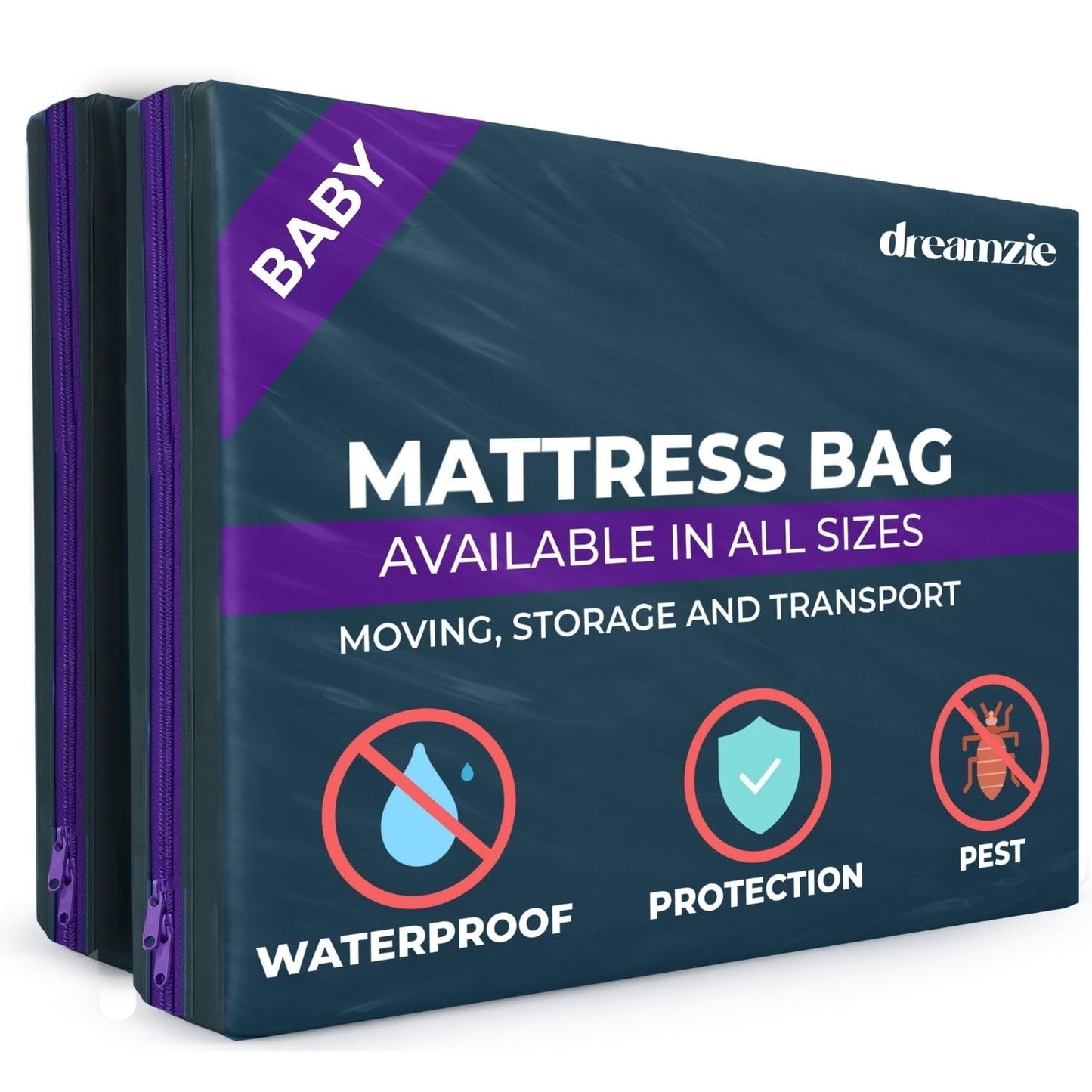 Dreamzie - Baby Mattress Cover for Moving - Mattress Storage Bag - x2