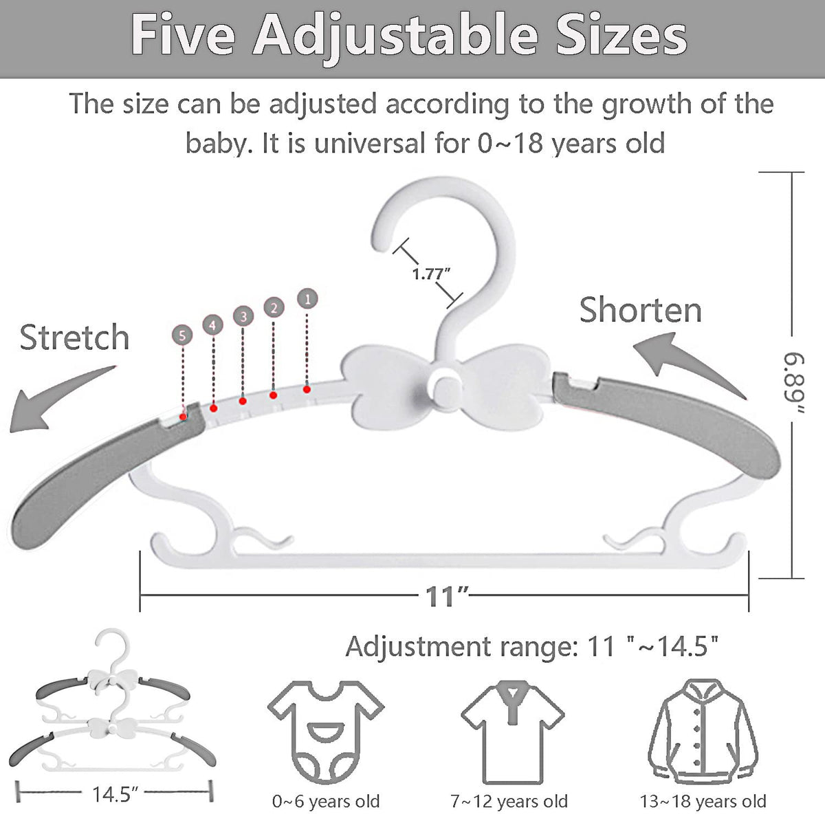 WJWSKI Children's Clothes Hangers for Baby Born, Baby Clothes Hangers, Pack of 20 Stackable Clothes Hangers with Trouser Stands