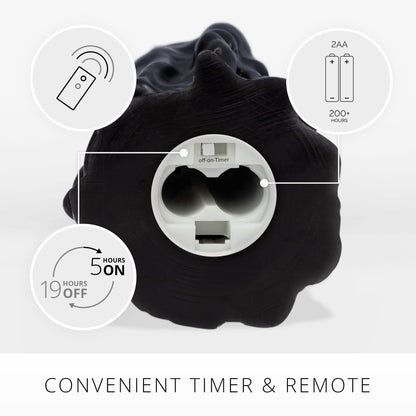 Luminara Heavy Wax Drip Flameless LED Candle, Black 2.5" x 6.5", Timer Function, Real Wax Pillar, Battery Operated Unscented Safe, Long-Lasting