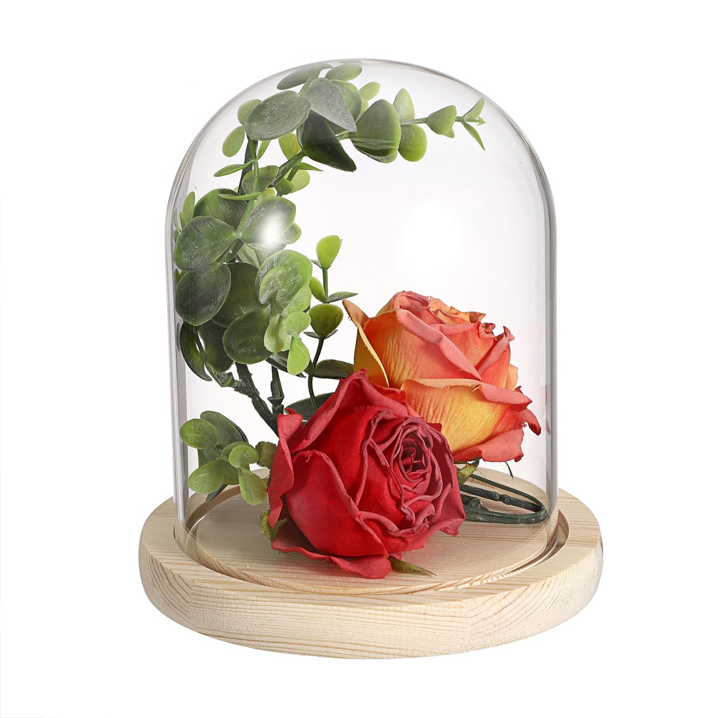 SUMNACON Glass Display Cloche Dome with Solid Wooden Base, 11.4*15cm